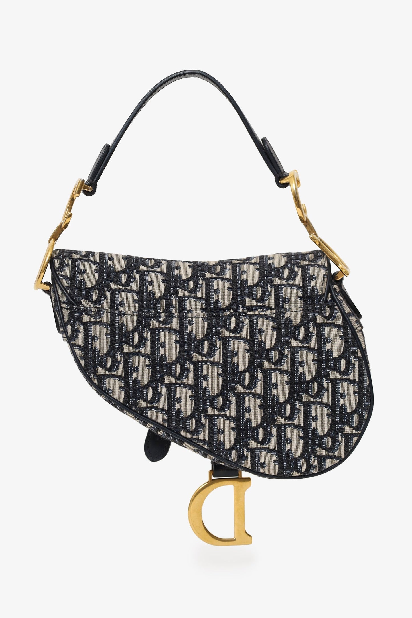 Christian Dior 2018 Blue Oblique Jacquard Mini Saddle Bag With Strap