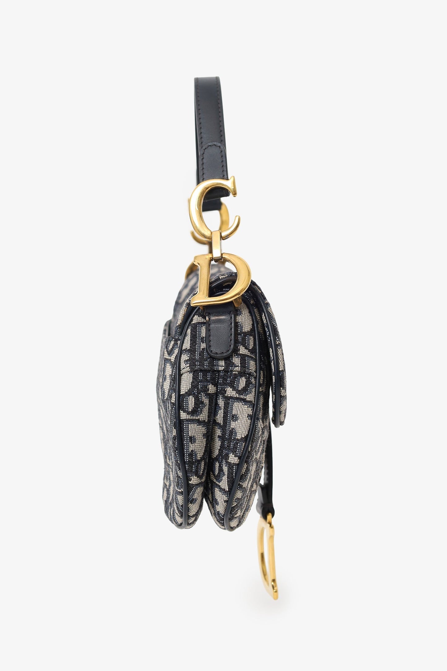 Christian Dior 2018 Blue Oblique Jacquard Mini Saddle Bag With Strap