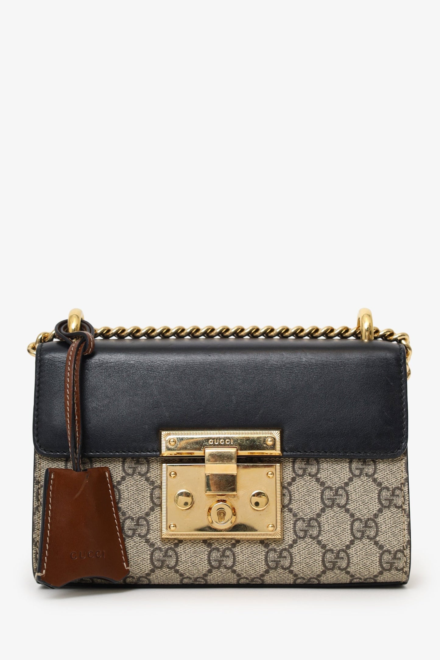 Gucci Black Guccissima Leather Small Padlock Bag