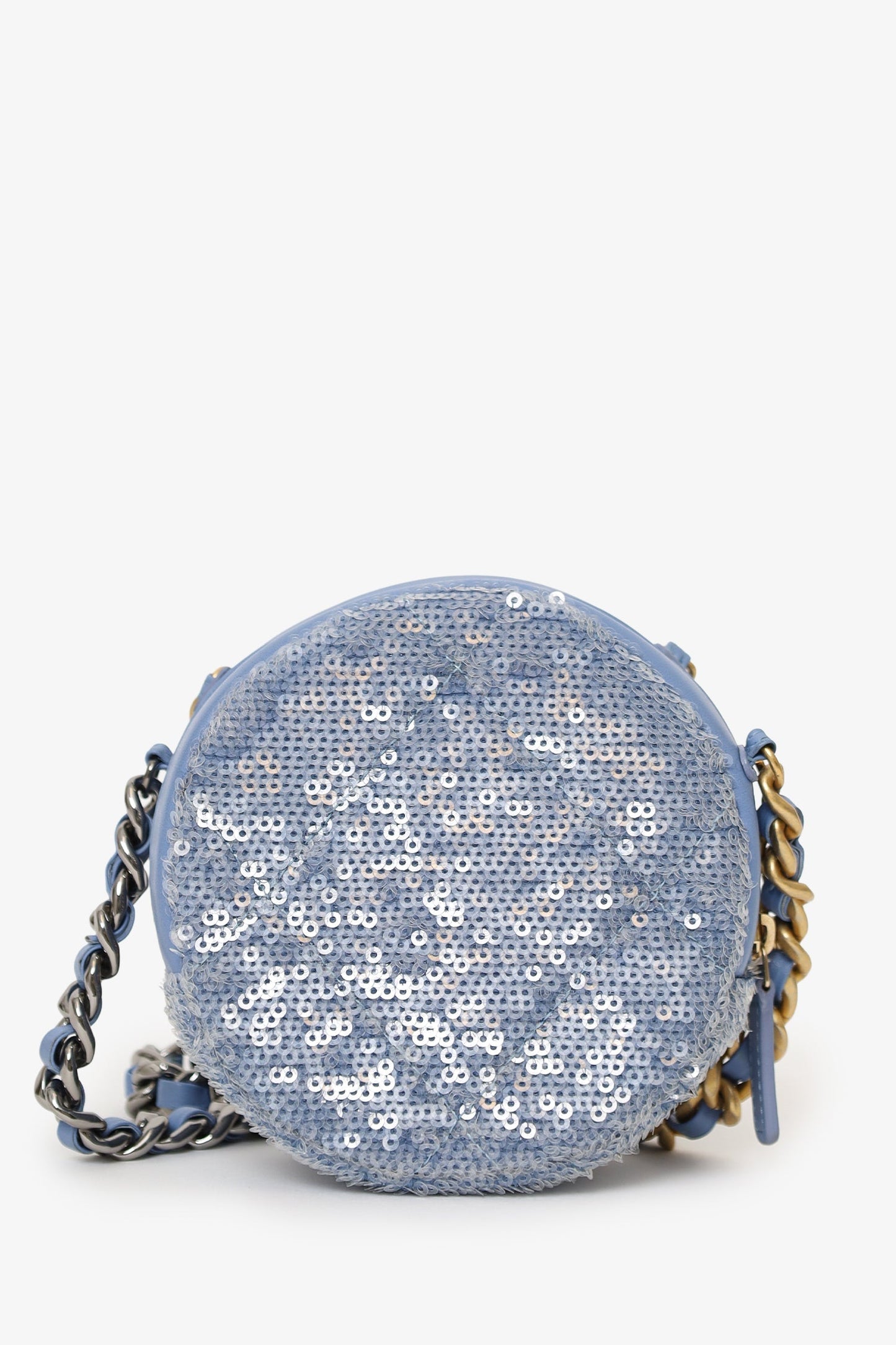 Chanel™ 2020 Purple Sequin Chanel 19 Round Clutch Bag