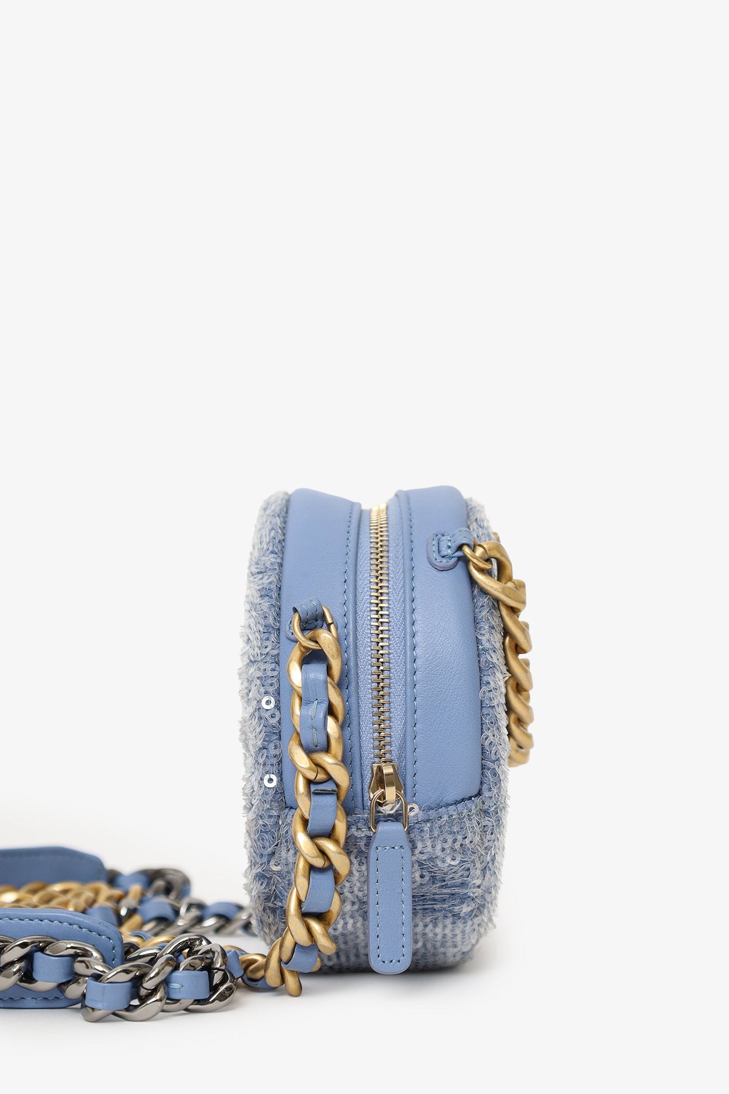 Chanel™ 2020 Purple Sequin Chanel 19 Round Clutch Bag