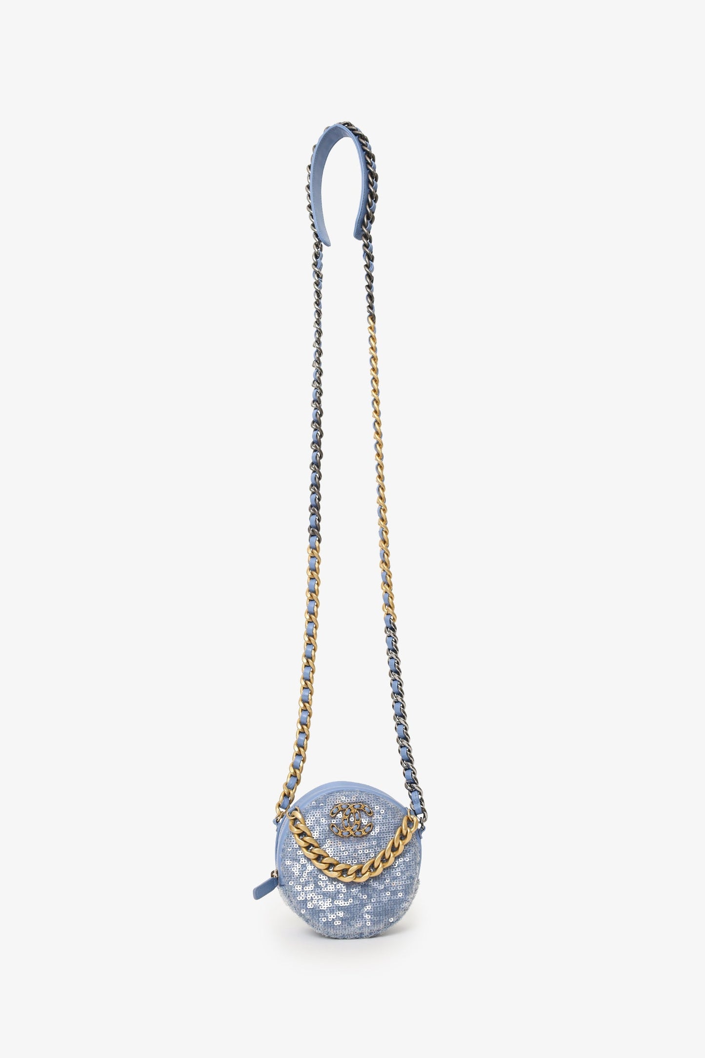 Chanel™ 2020 Purple Sequin Chanel 19 Round Clutch Bag