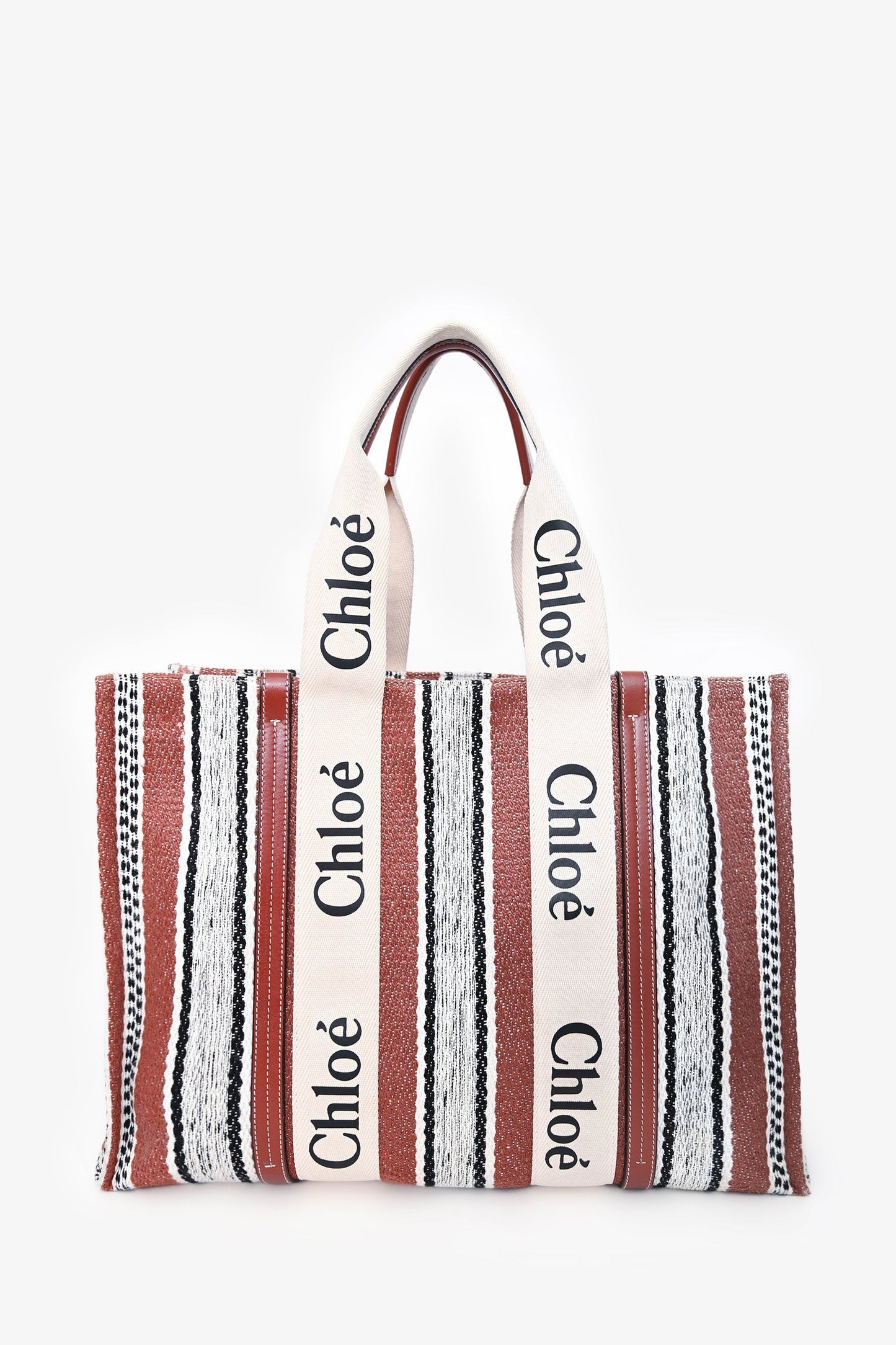 Chloé Brown/White Logo Canvas Tote