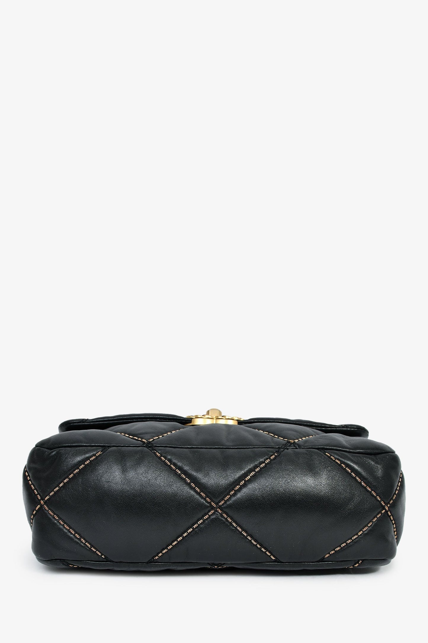 Chanel™ Black Lambskin/Quilted Gold Chain Small 19 Bag