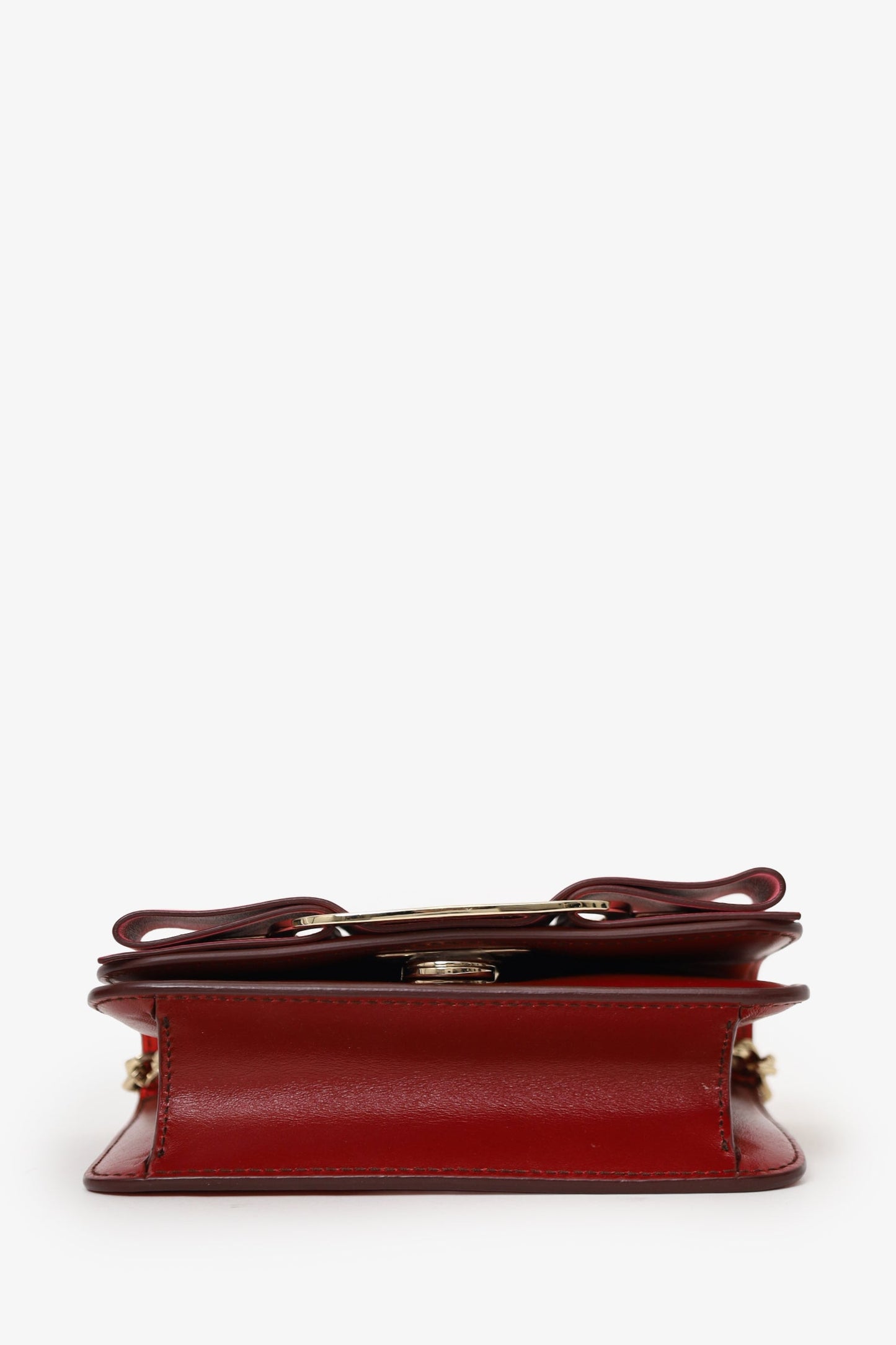 Salvatore Ferragamo Pink/Red Leather Oversized Vara Bow Mini Bag