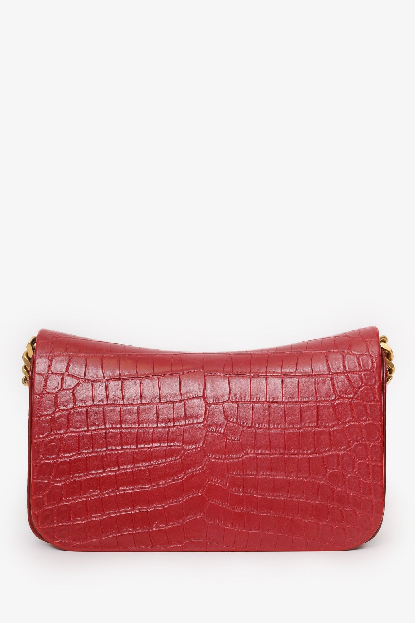 Saint Laurent Red Embossed Elise Shoulder Bag