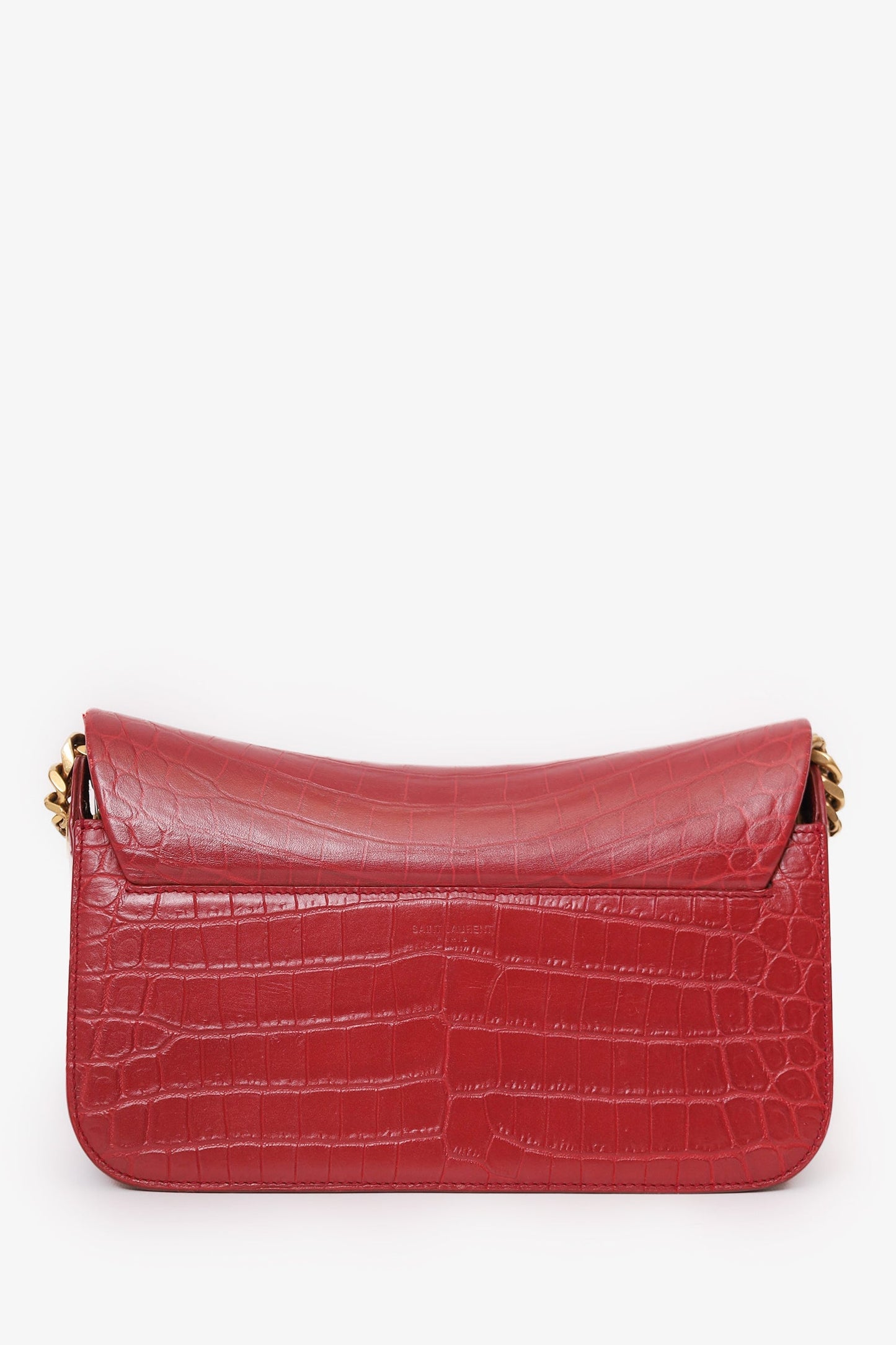 Saint Laurent Red Embossed Elise Shoulder Bag