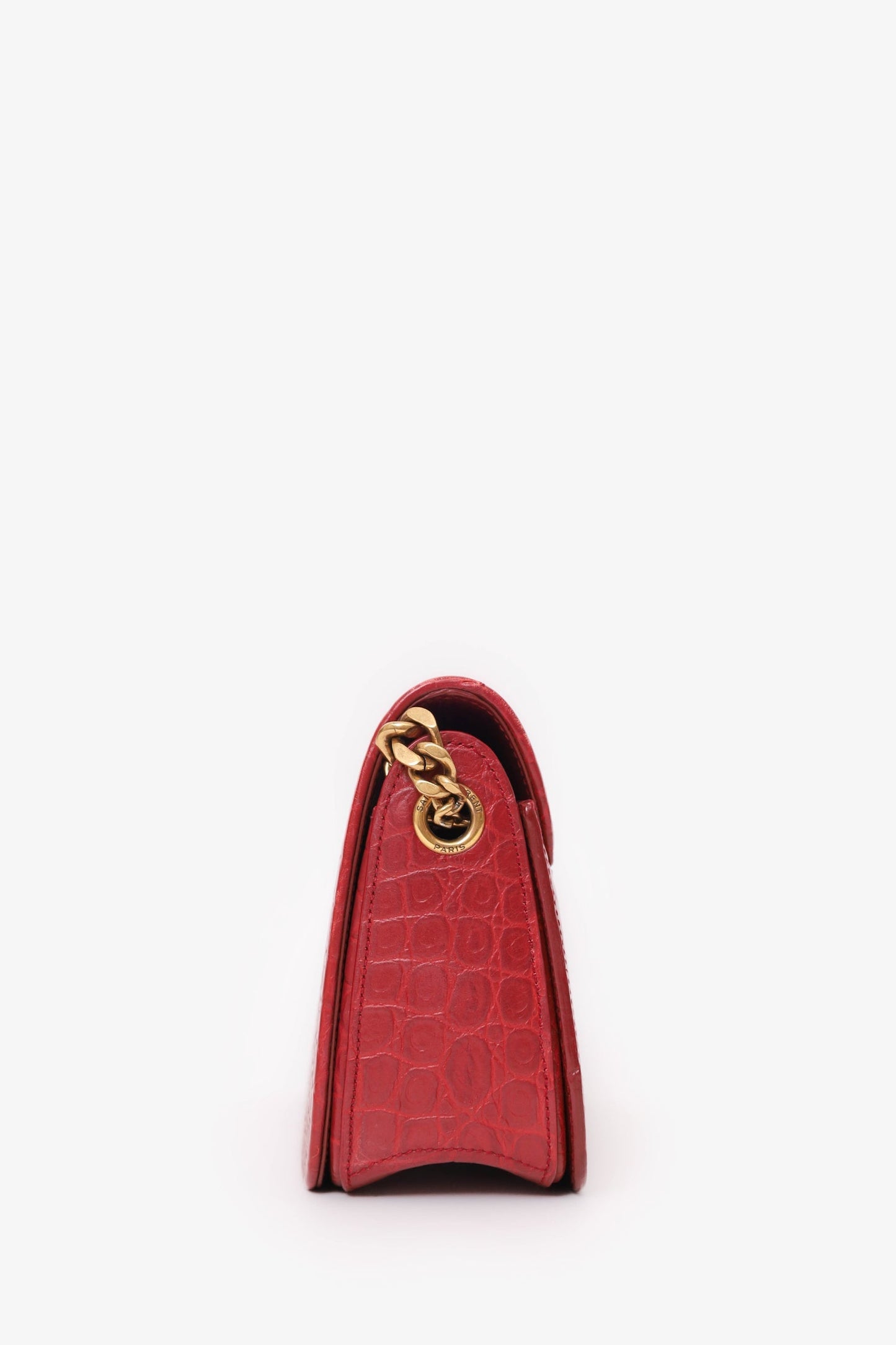 Saint Laurent Red Embossed Elise Shoulder Bag