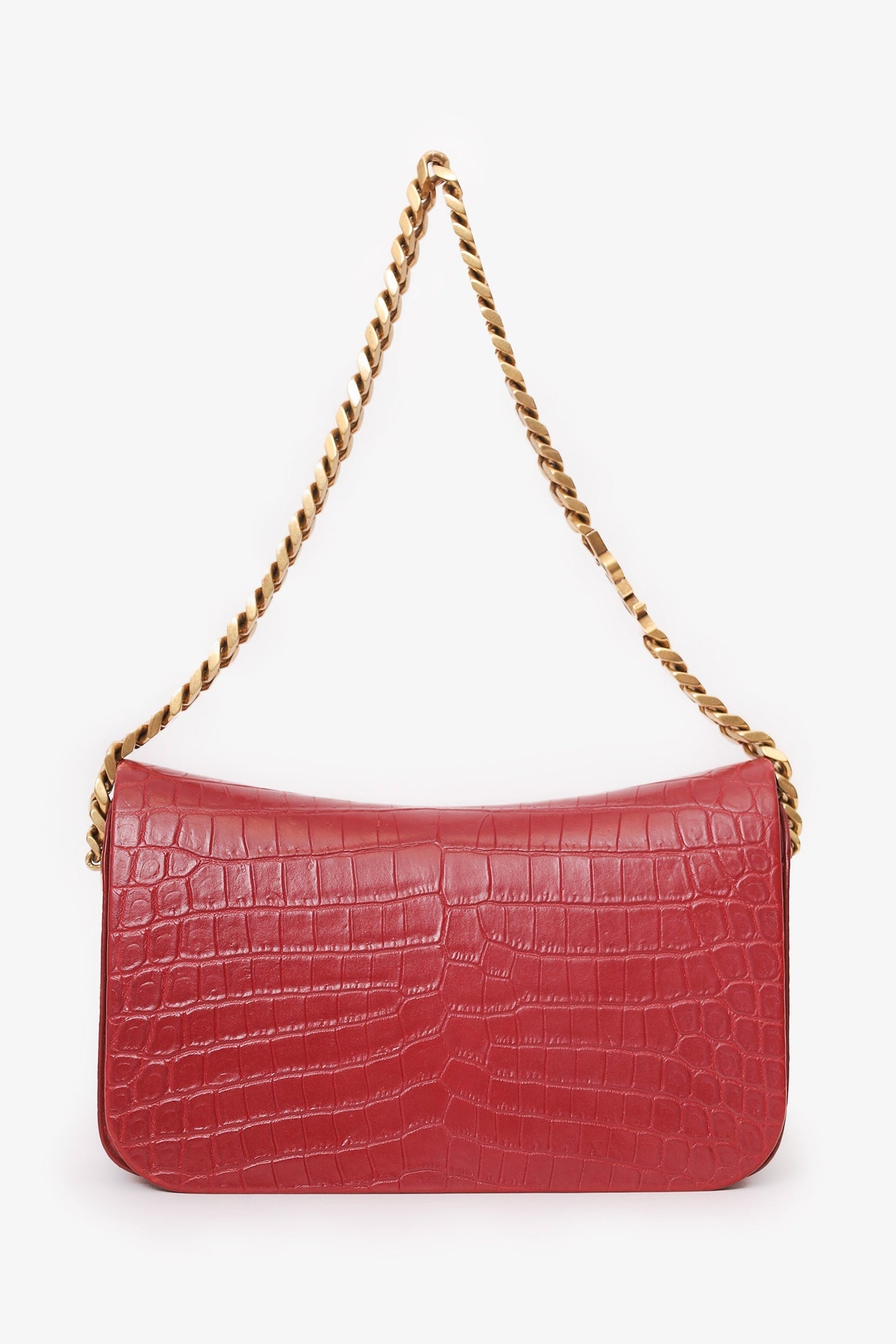 Saint Laurent Red Embossed Elise Shoulder Bag