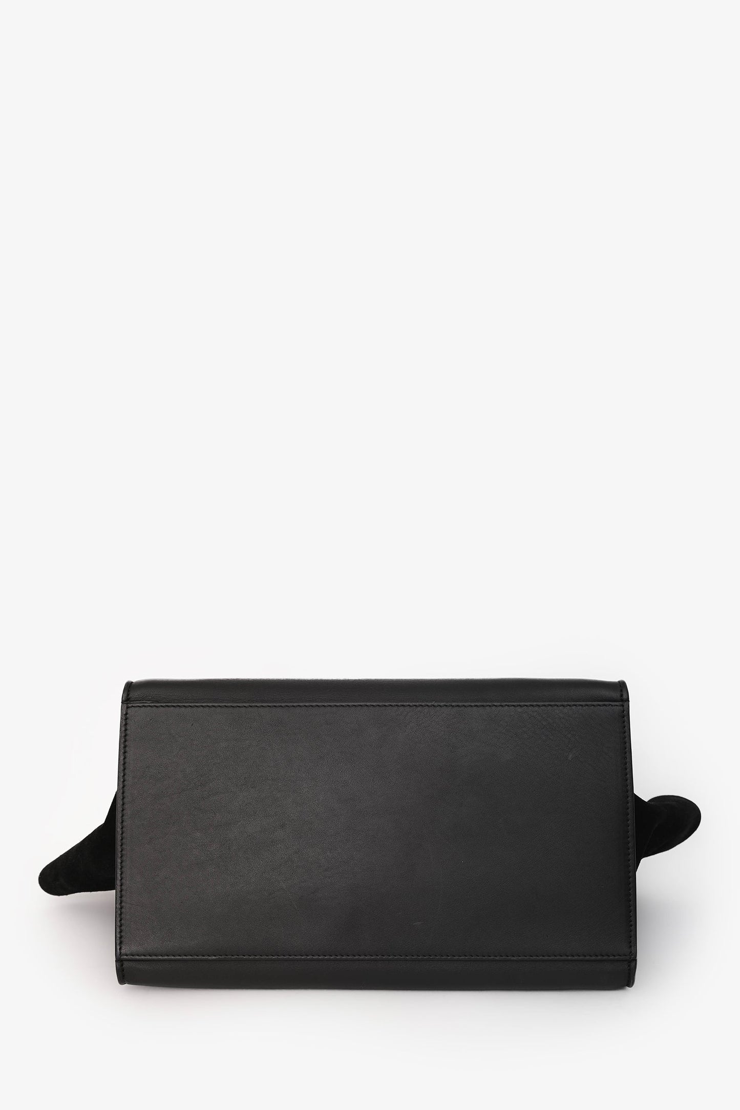 Celine 2011 Black Croc Embossed Leather Medium Trapeze Shoulder Bag