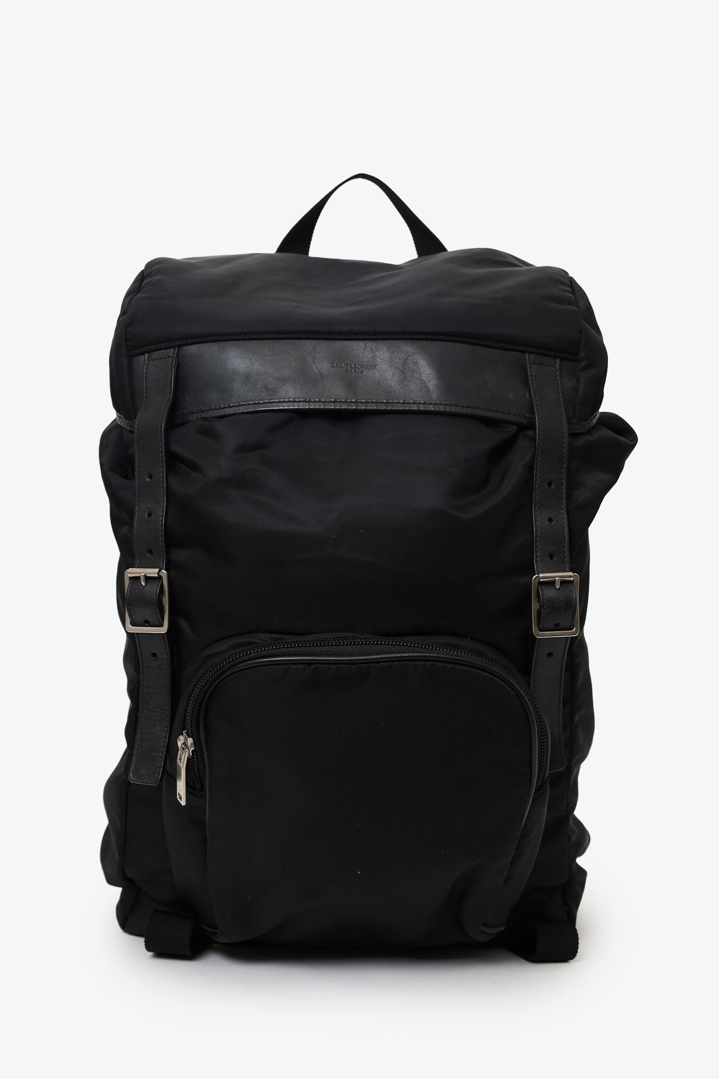 Saint Laurent Black Nylon/Leather Buckled Backpack
