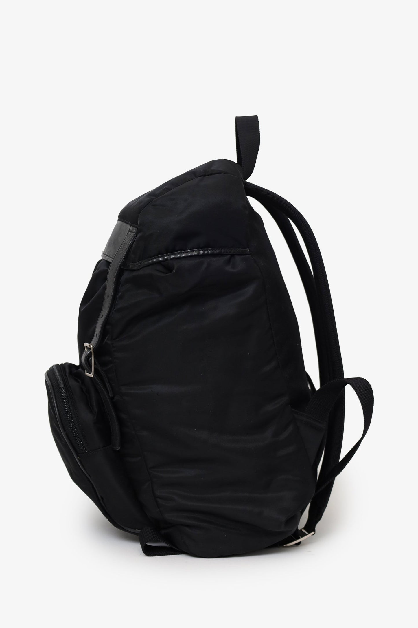 Saint Laurent Black Nylon/Leather Buckled Backpack