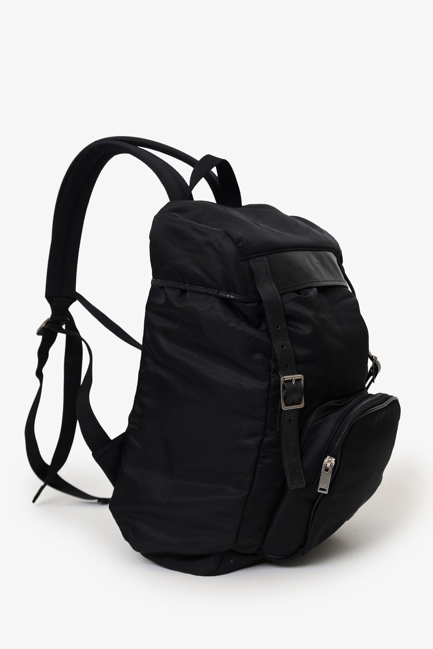 Saint Laurent Black Nylon/Leather Buckled Backpack