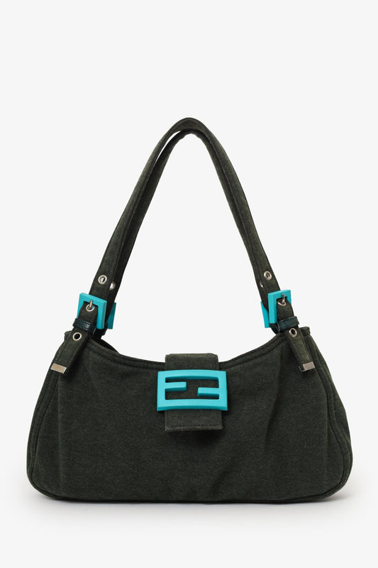 Fendi Green/Blue Jersey Double Strap Mama Baguette Bag