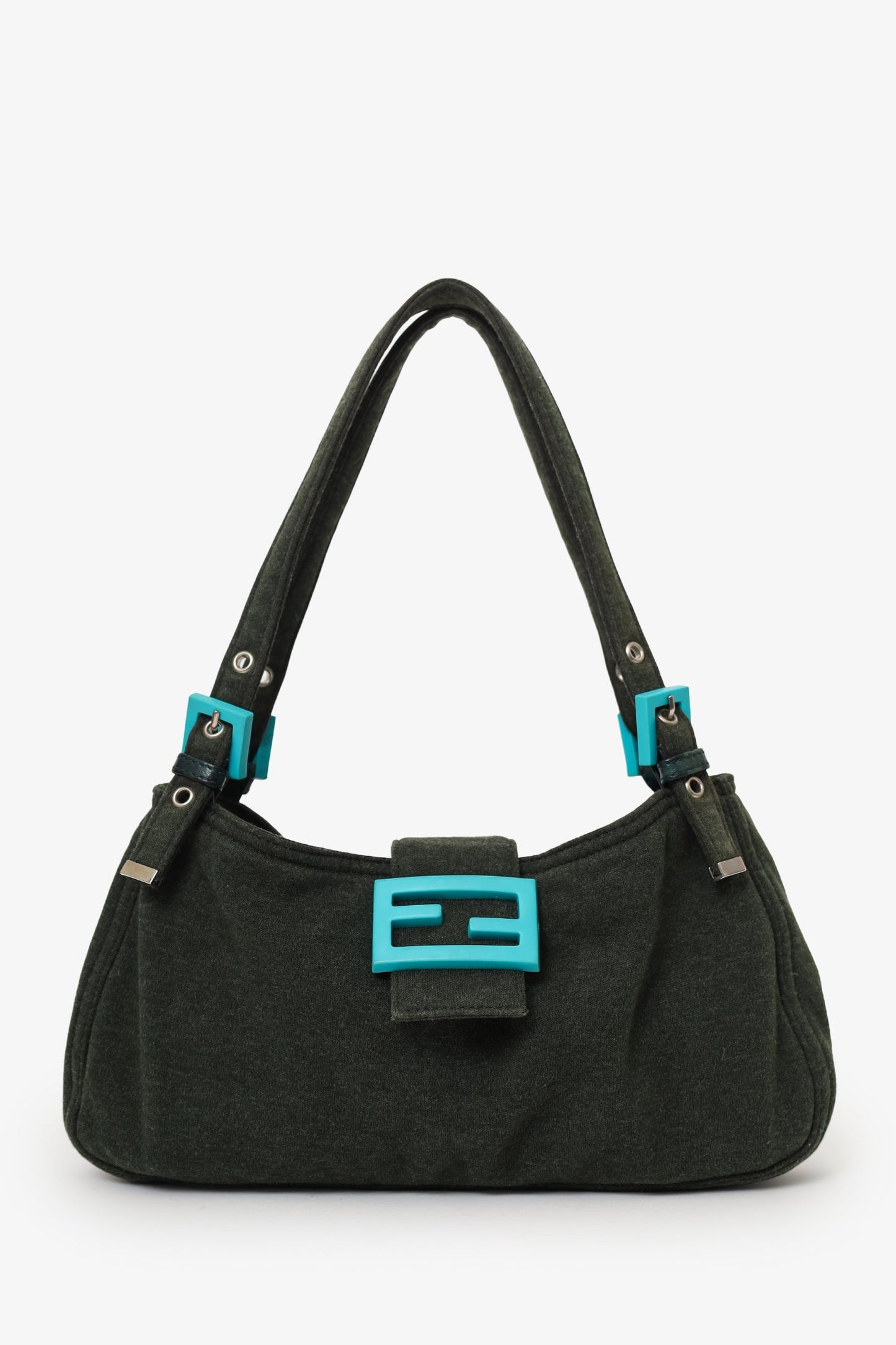 Fendi Green/Blue Jersey Double Strap Mama Baguette Bag