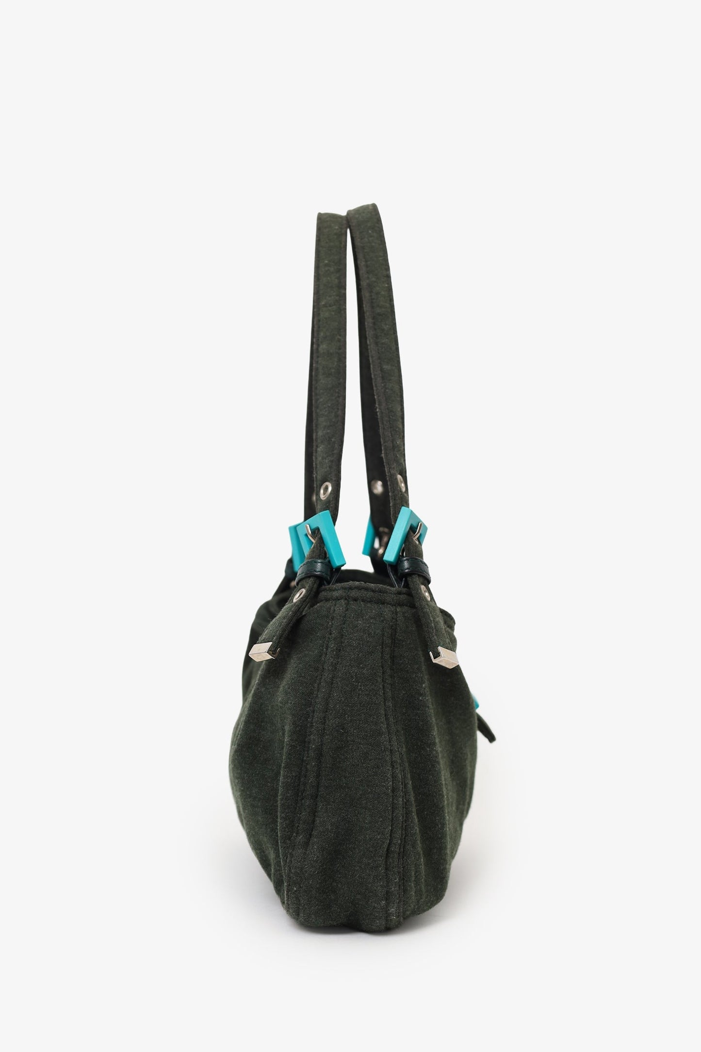 Fendi Green/Blue Jersey Double Strap Mama Baguette Bag