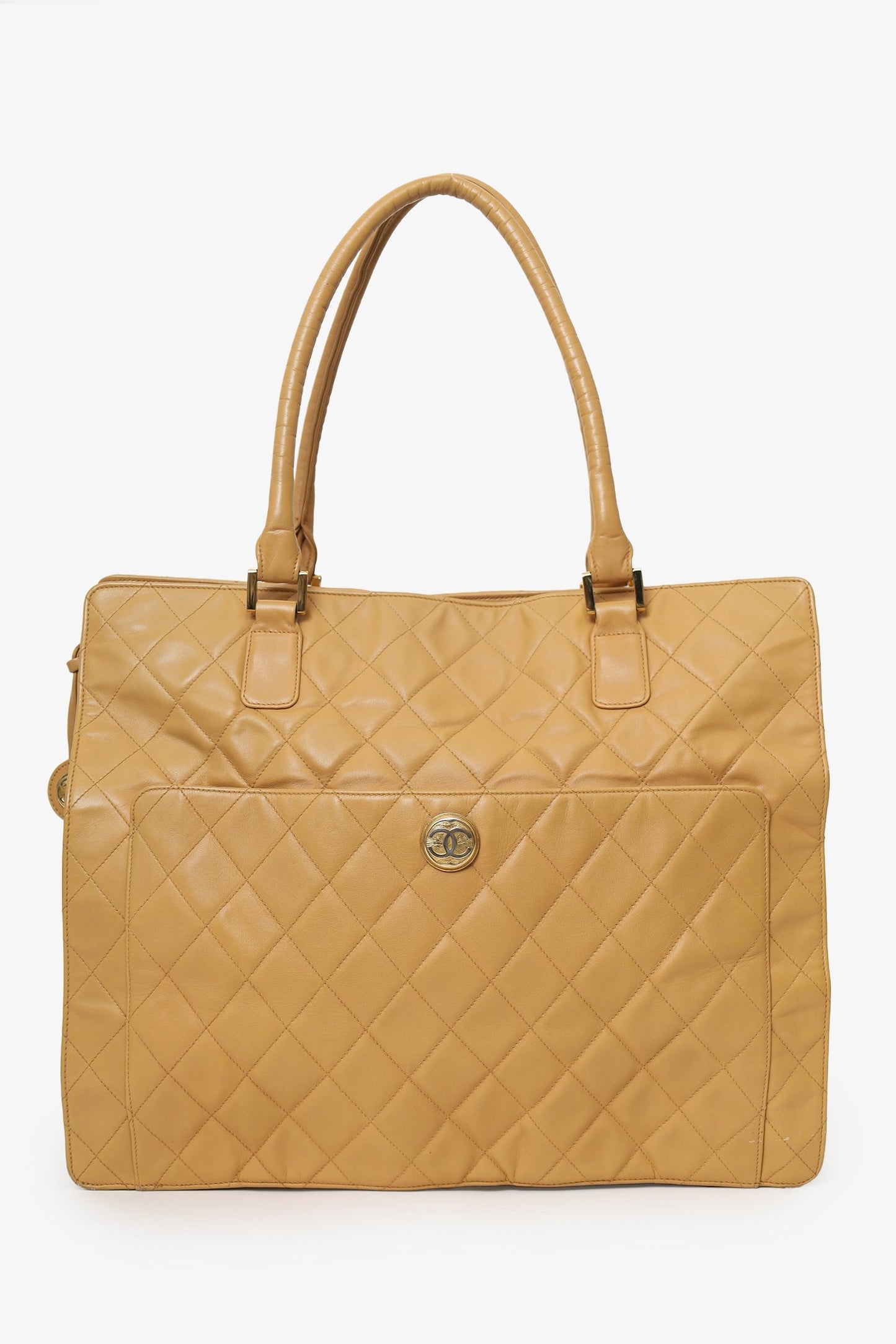 Chanel™ Vintage Beige Quilted Lambskin CC Briefcase