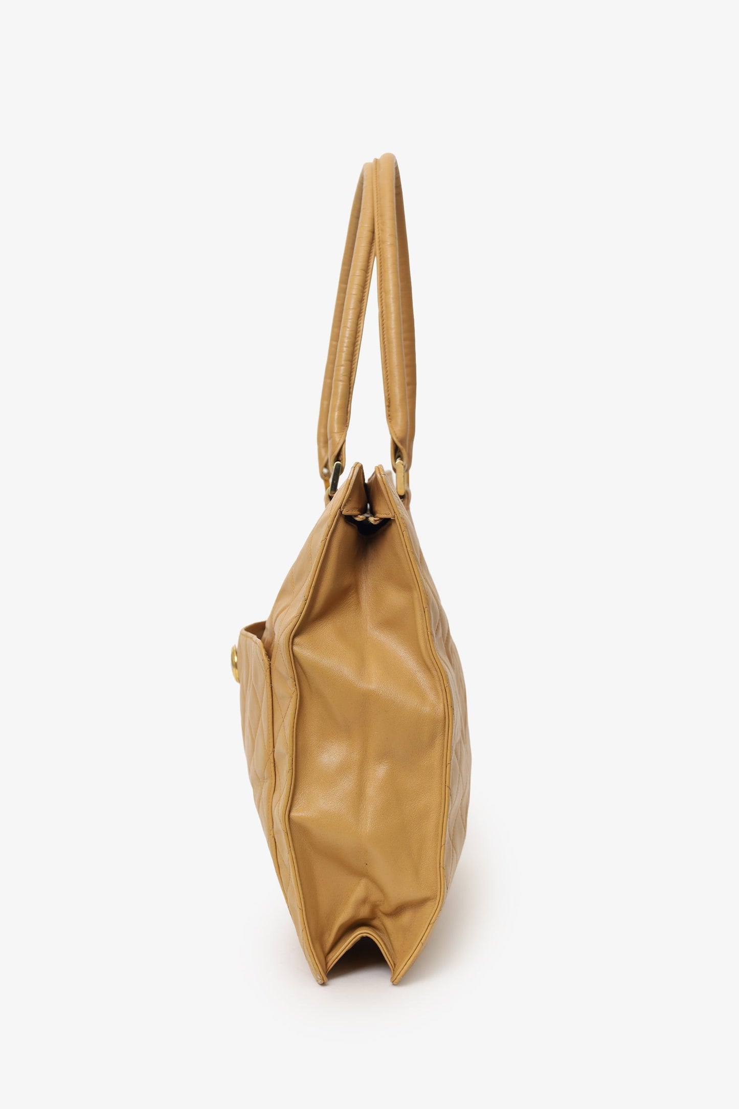 Chanel™ Vintage Beige Quilted Lambskin CC Briefcase