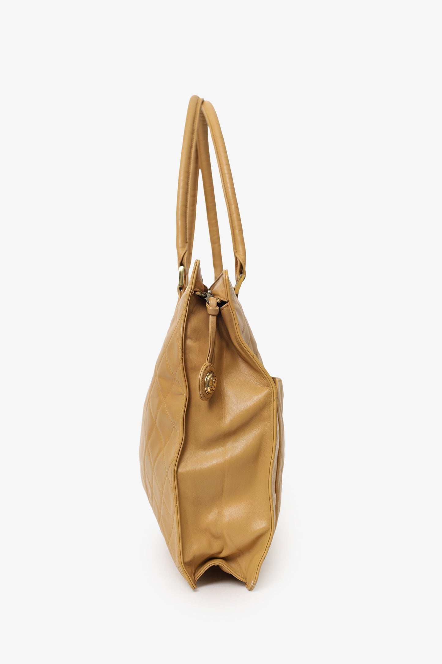 Chanel™ Vintage Beige Quilted Lambskin CC Briefcase