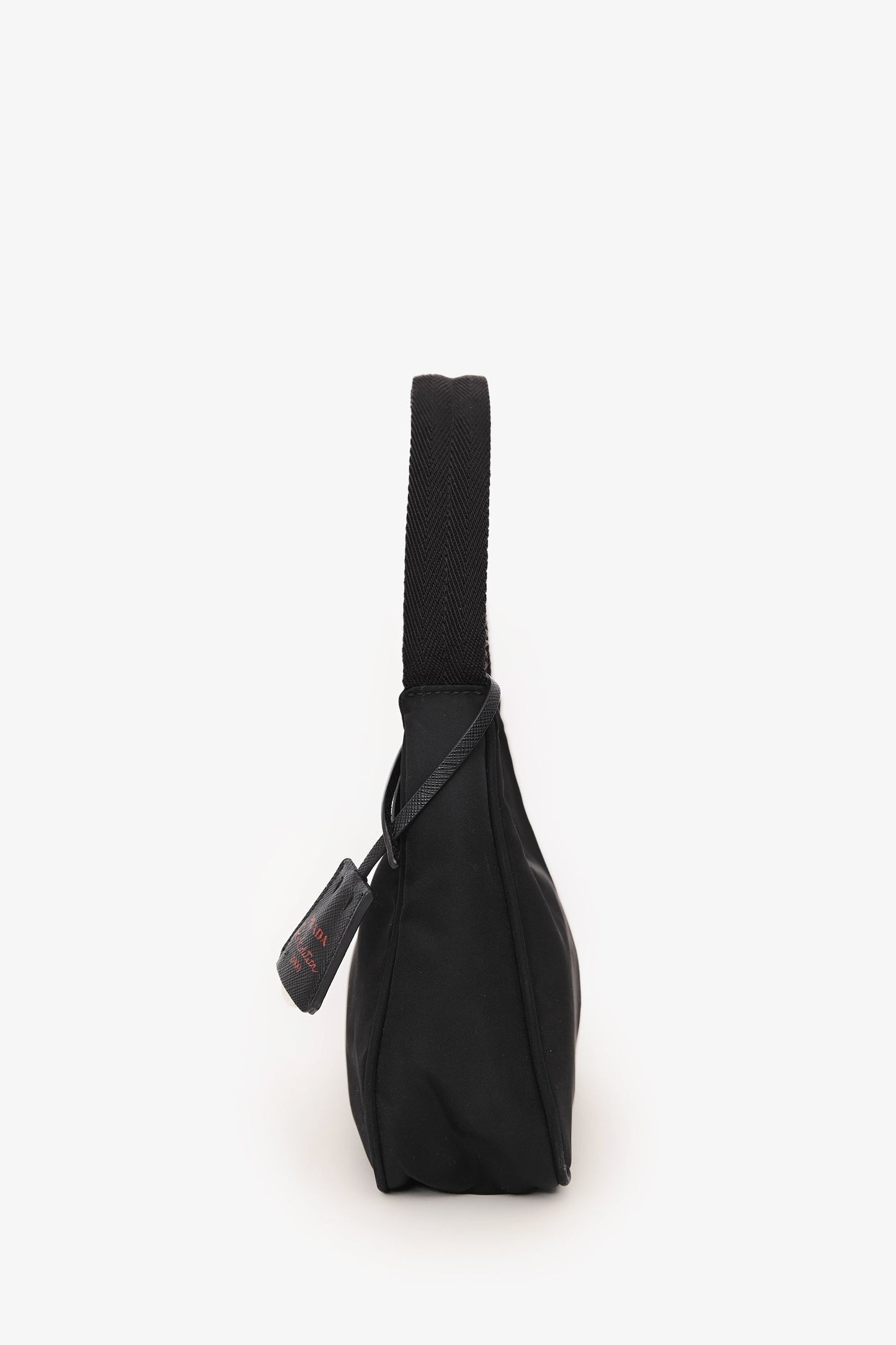 Prada Black Nylon Red Logo Re-Edition 2000 Shoulder Bag