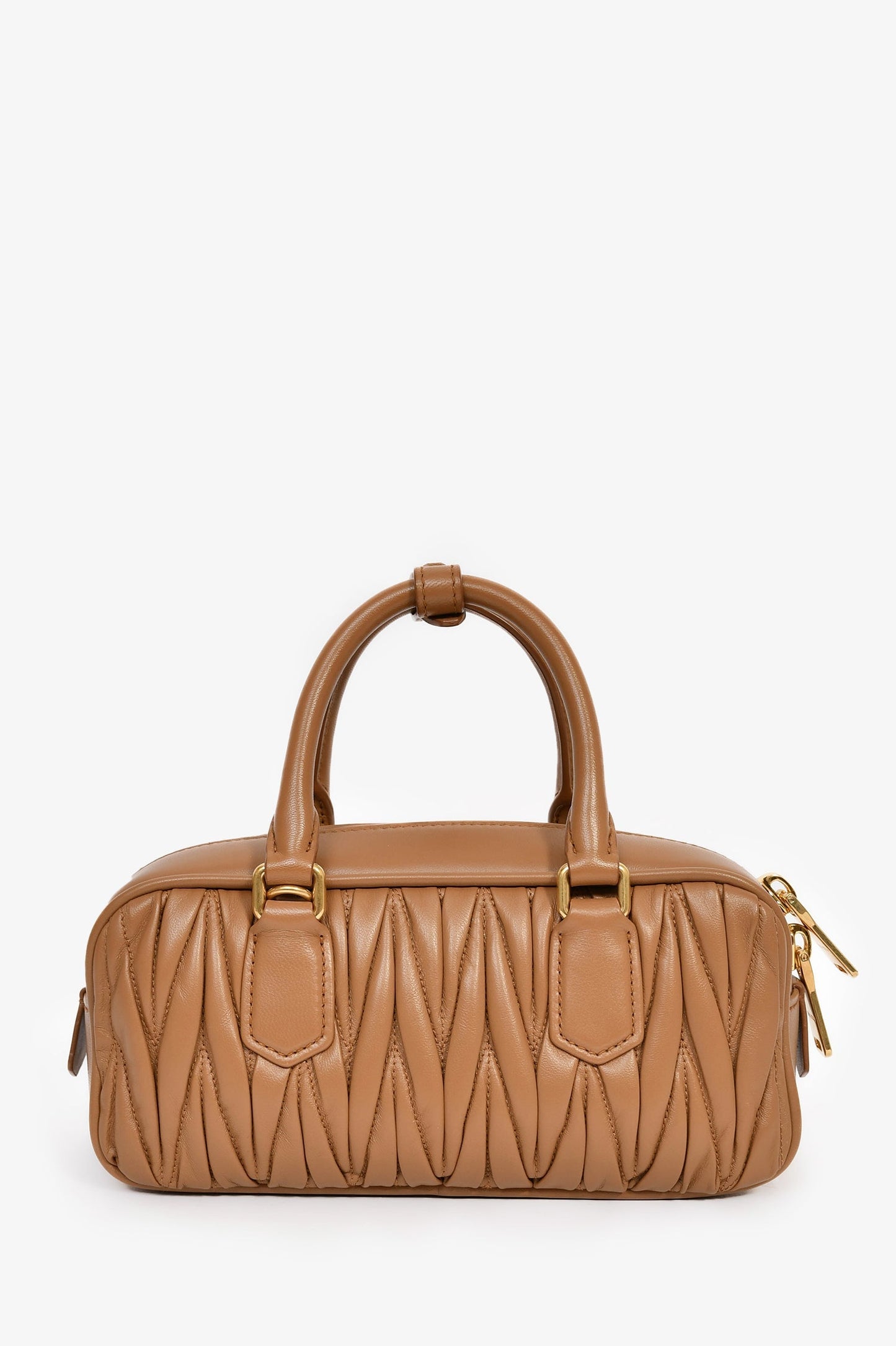 Miu Miu Caramel Nappa Leather Arcadie Matelassé Top Handle
