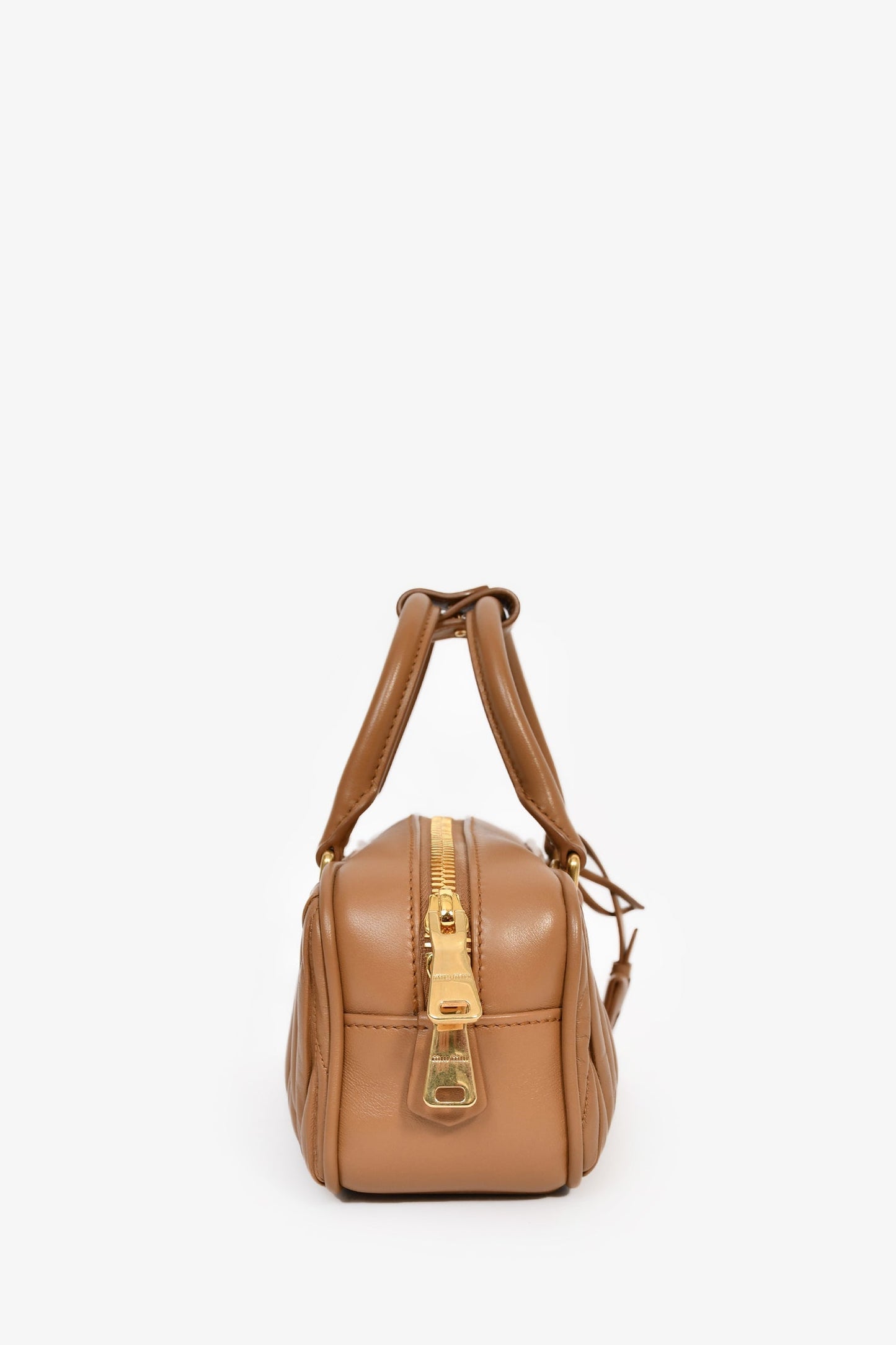 Miu Miu Caramel Nappa Leather Arcadie Matelassé Top Handle