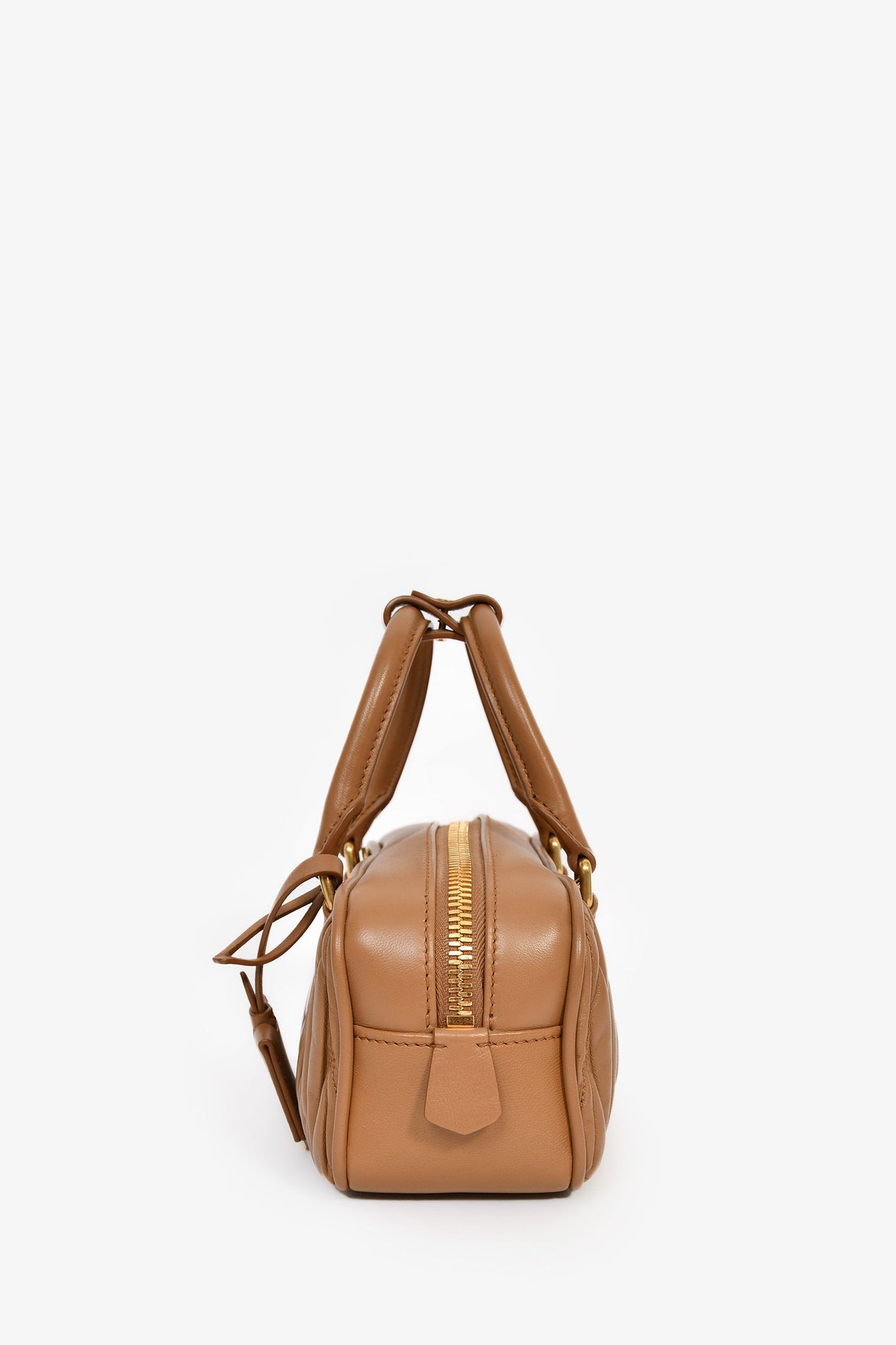 Miu Miu Caramel Nappa Leather Arcadie Matelassé Top Handle