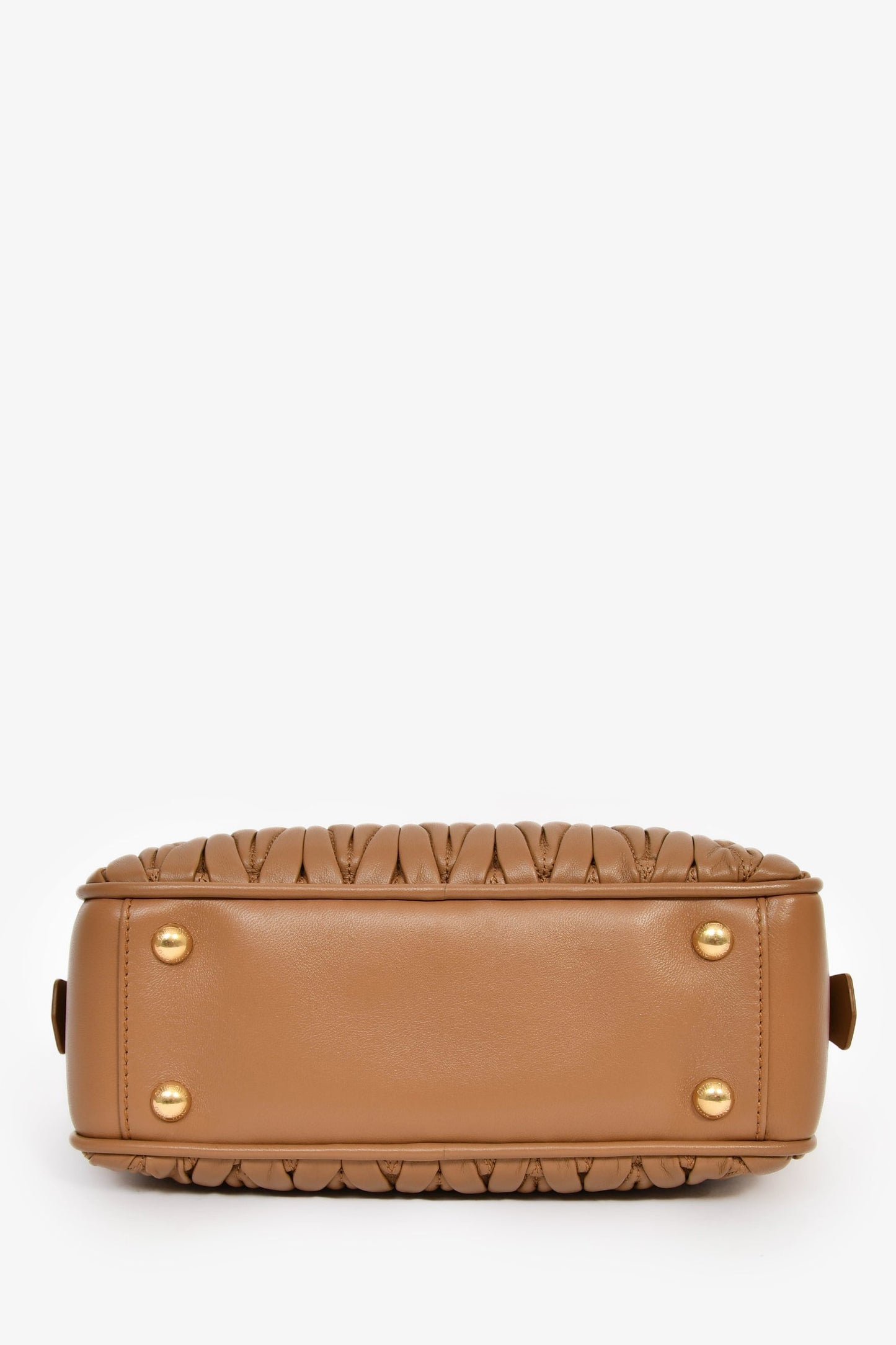 Miu Miu Caramel Nappa Leather Arcadie Matelassé Top Handle