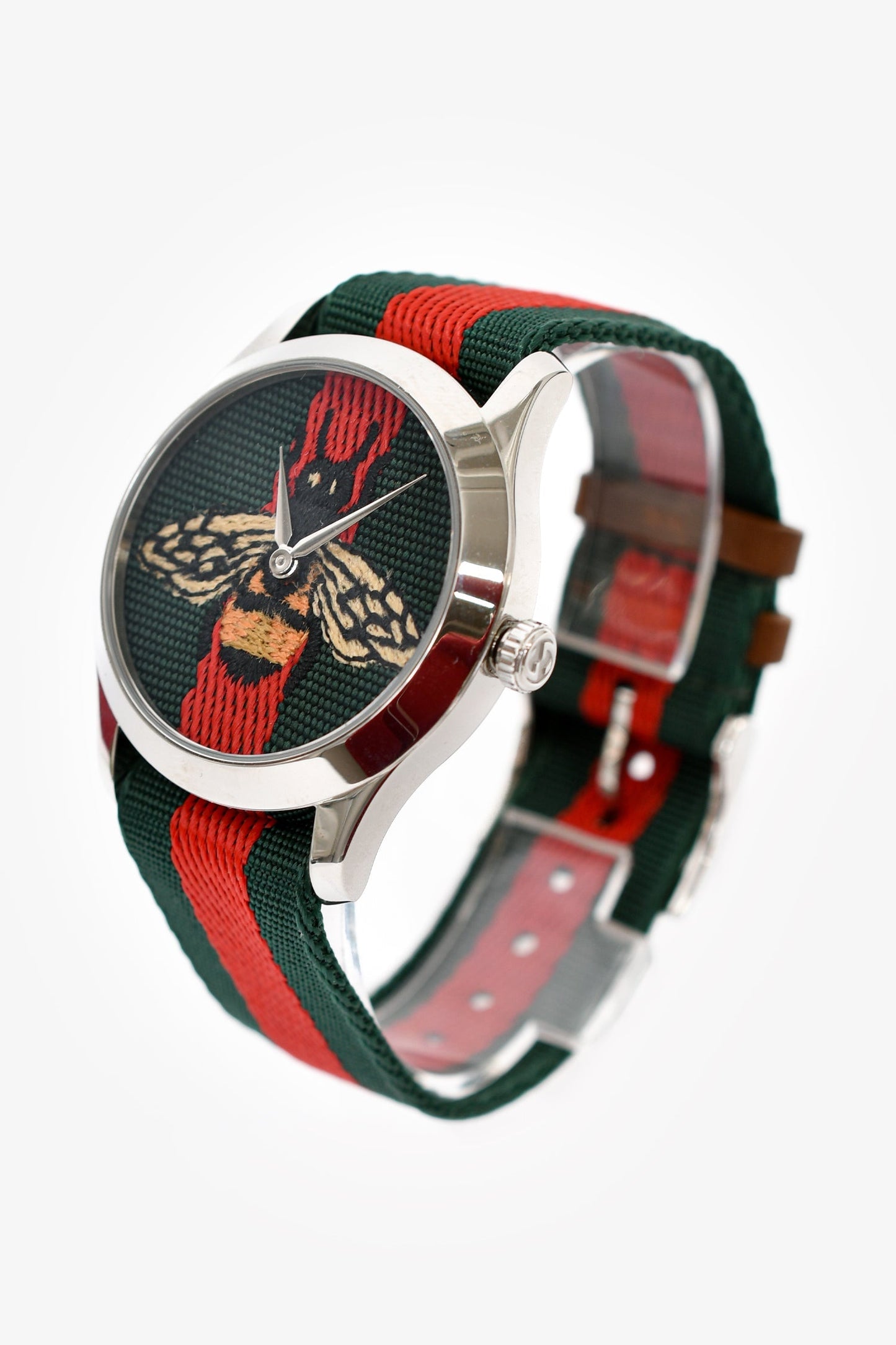 Gucci Red and Green Le MarchÃ© Des Merveilles Bee Motif Watch