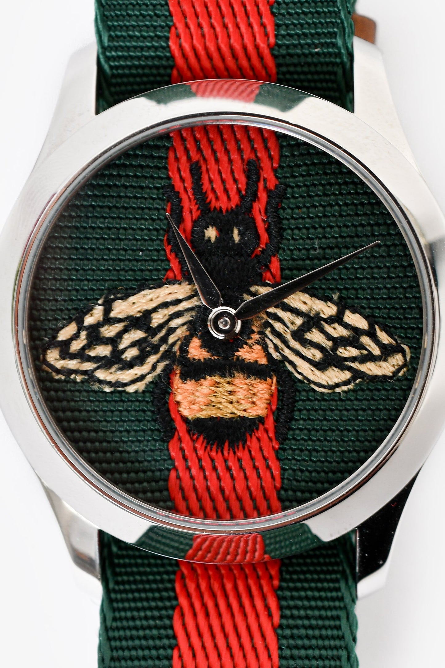 Gucci Red and Green Le MarchÃ© Des Merveilles Bee Motif Watch