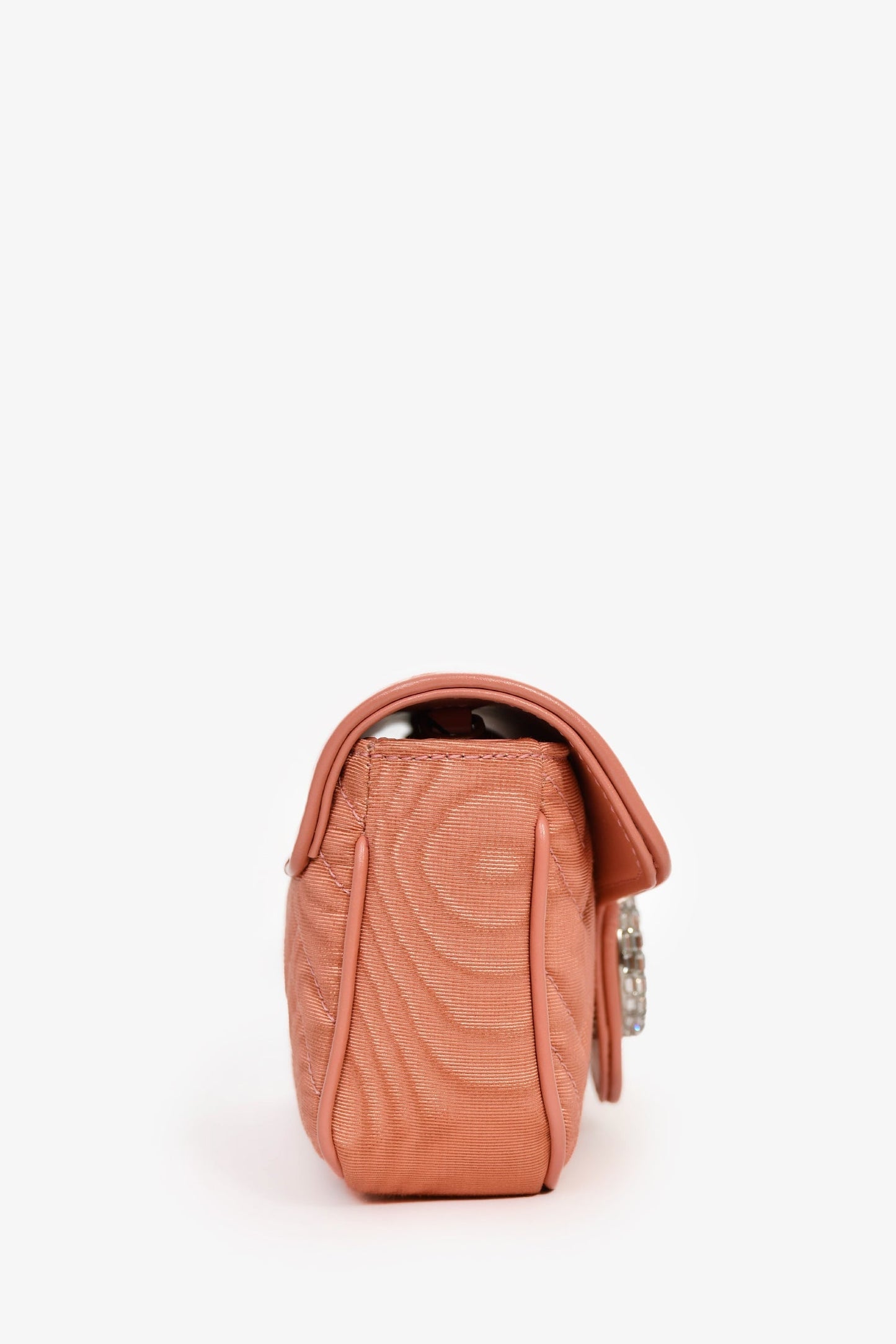 Gucci Blush Moire Mini GG Marmont Crystal Chain Belt Bag