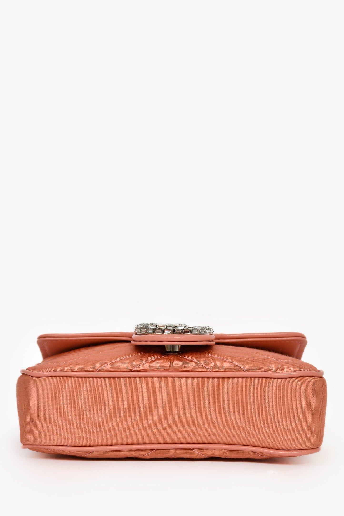 Gucci Blush Moire Mini GG Marmont Crystal Chain Belt Bag
