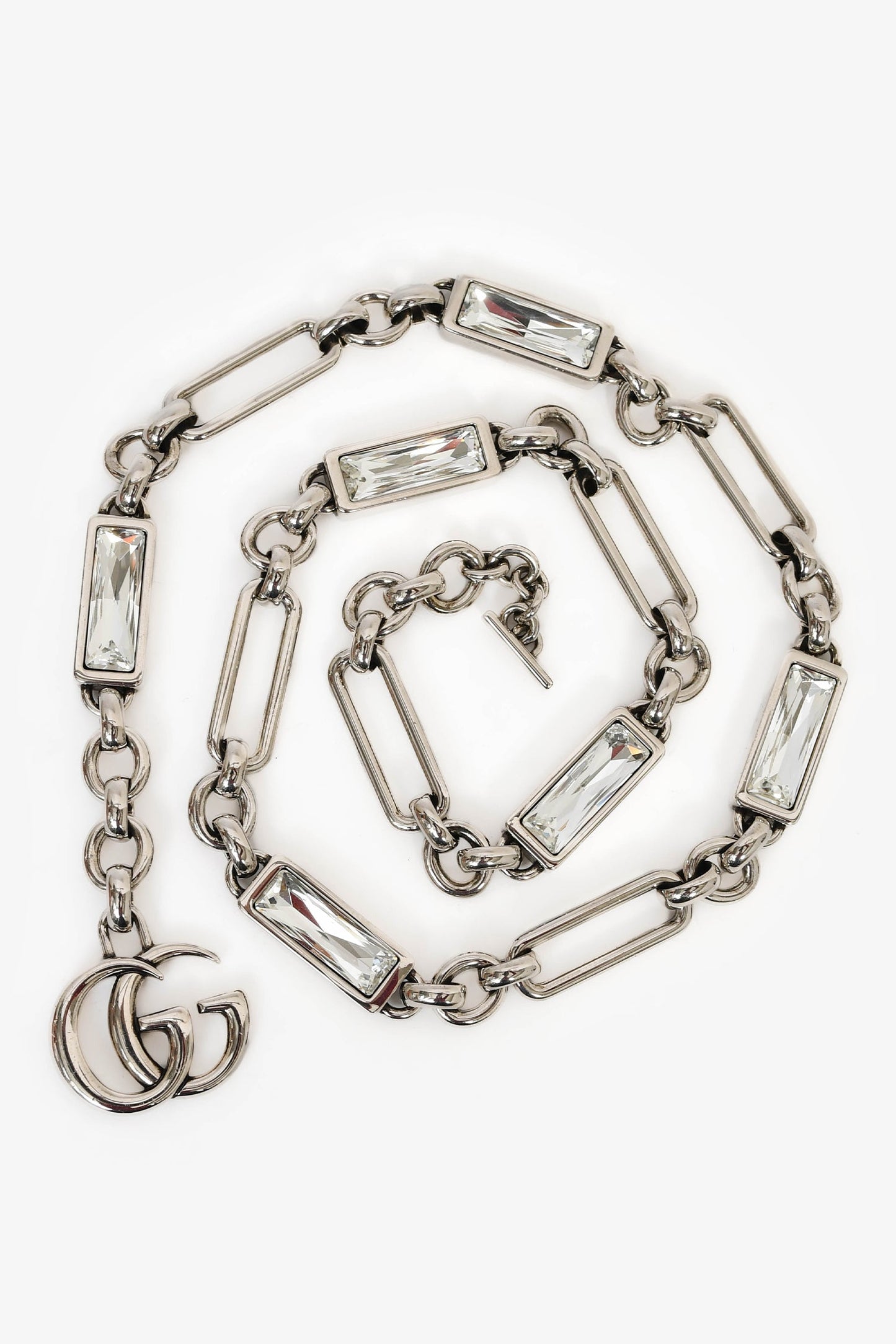 Gucci Blush Moire Mini GG Marmont Crystal Chain Belt Bag