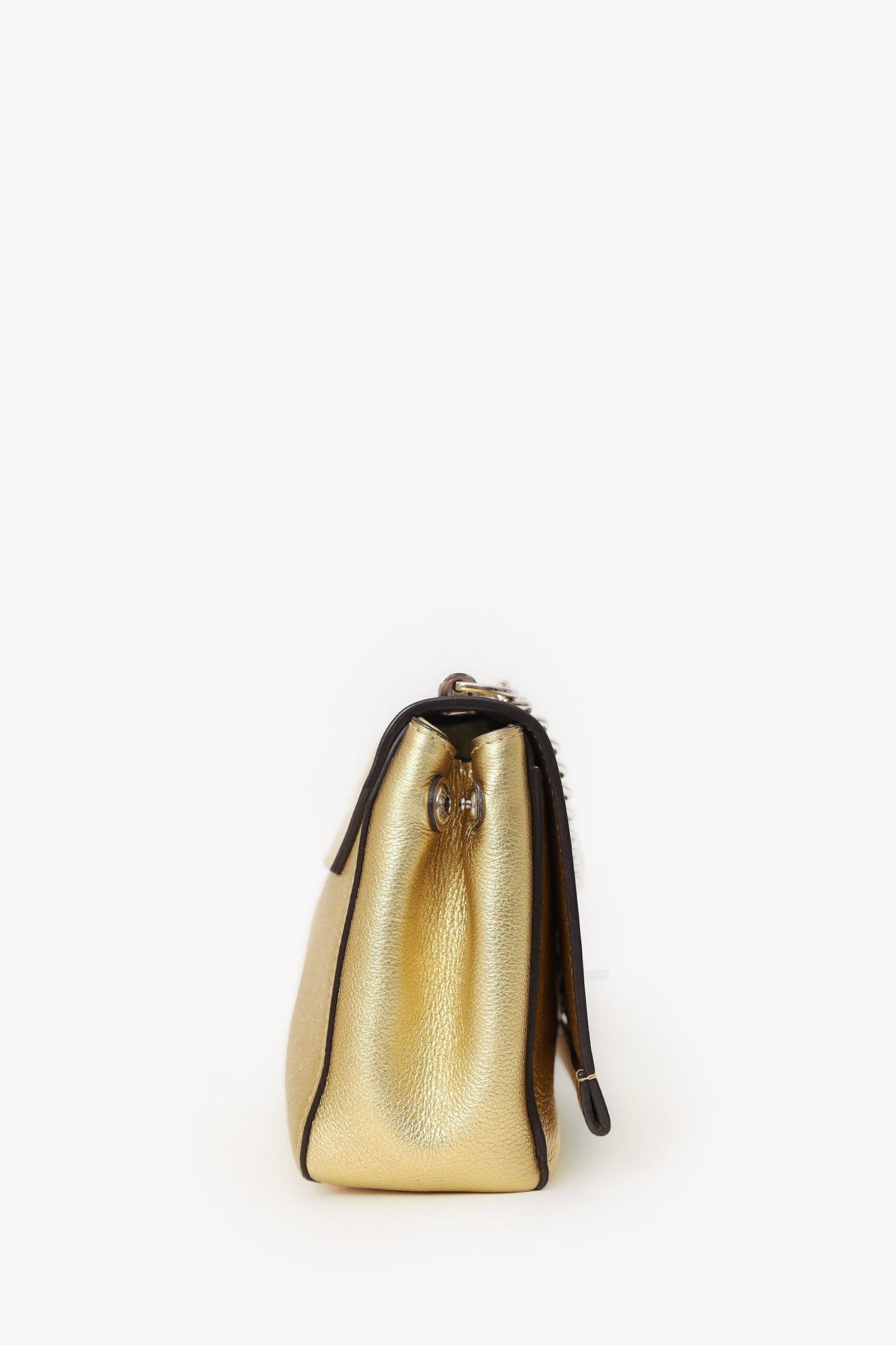 Louis Vuitton 2017 Gold Metallic Taurillon Leather 'LockMe' BB Chain Bag with Strap