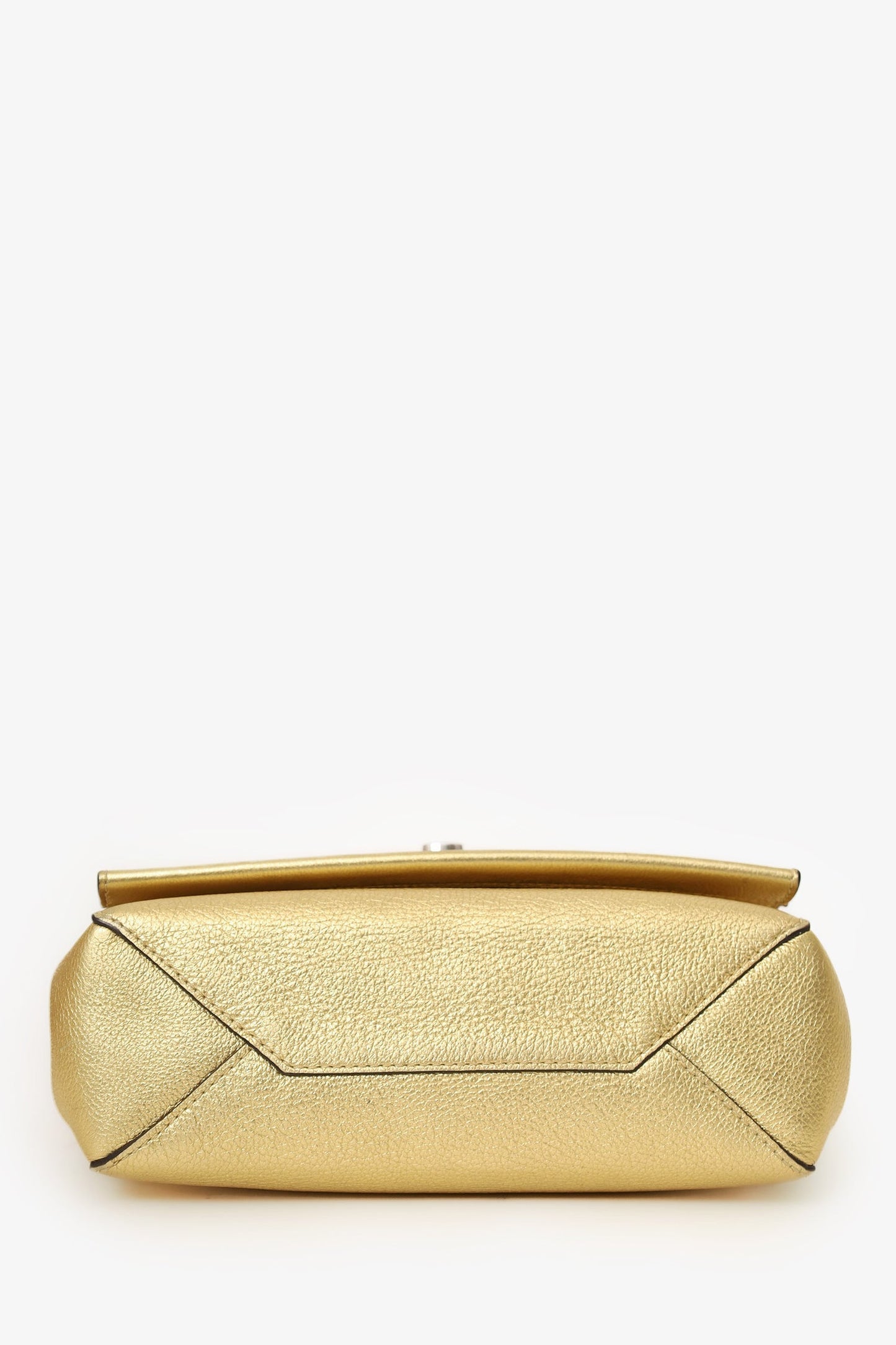 Louis Vuitton 2017 Gold Metallic Taurillon Leather 'LockMe' BB Chain Bag with Strap