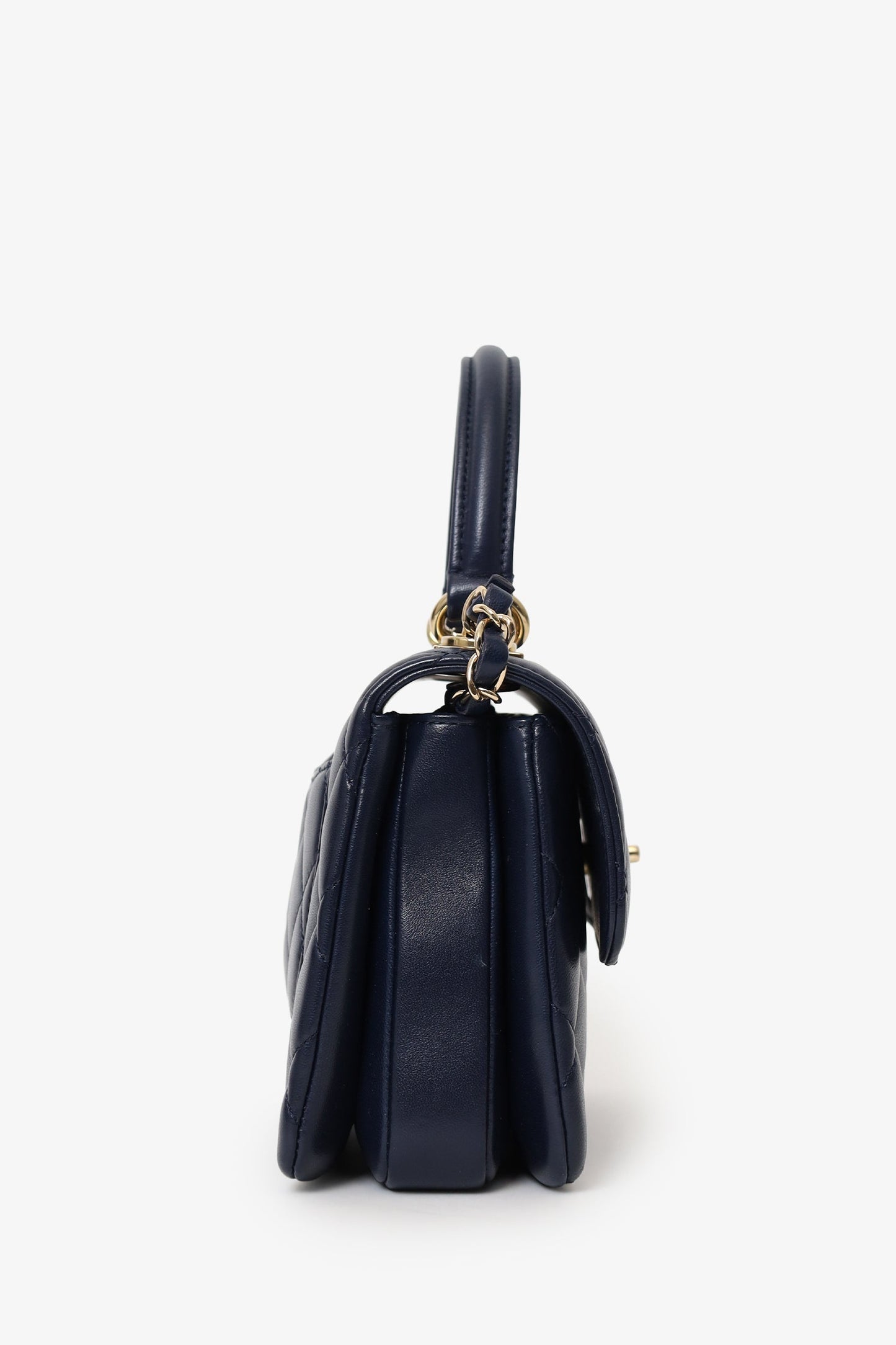 Chanel™ Navy Lambskin Quilted Small Trendy CC Top Handle Bag