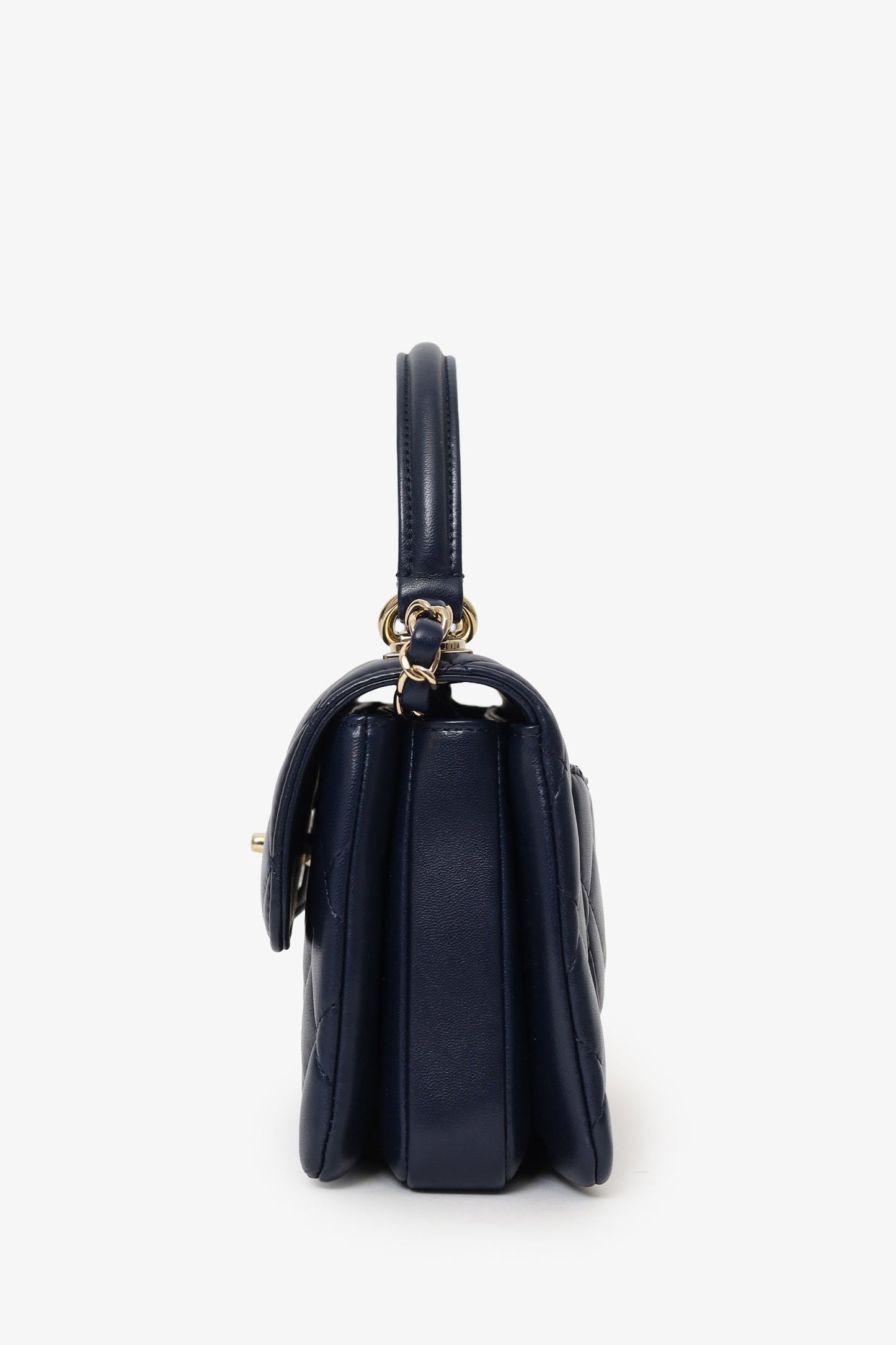 Chanel™ Navy Lambskin Quilted Small Trendy CC Top Handle Bag