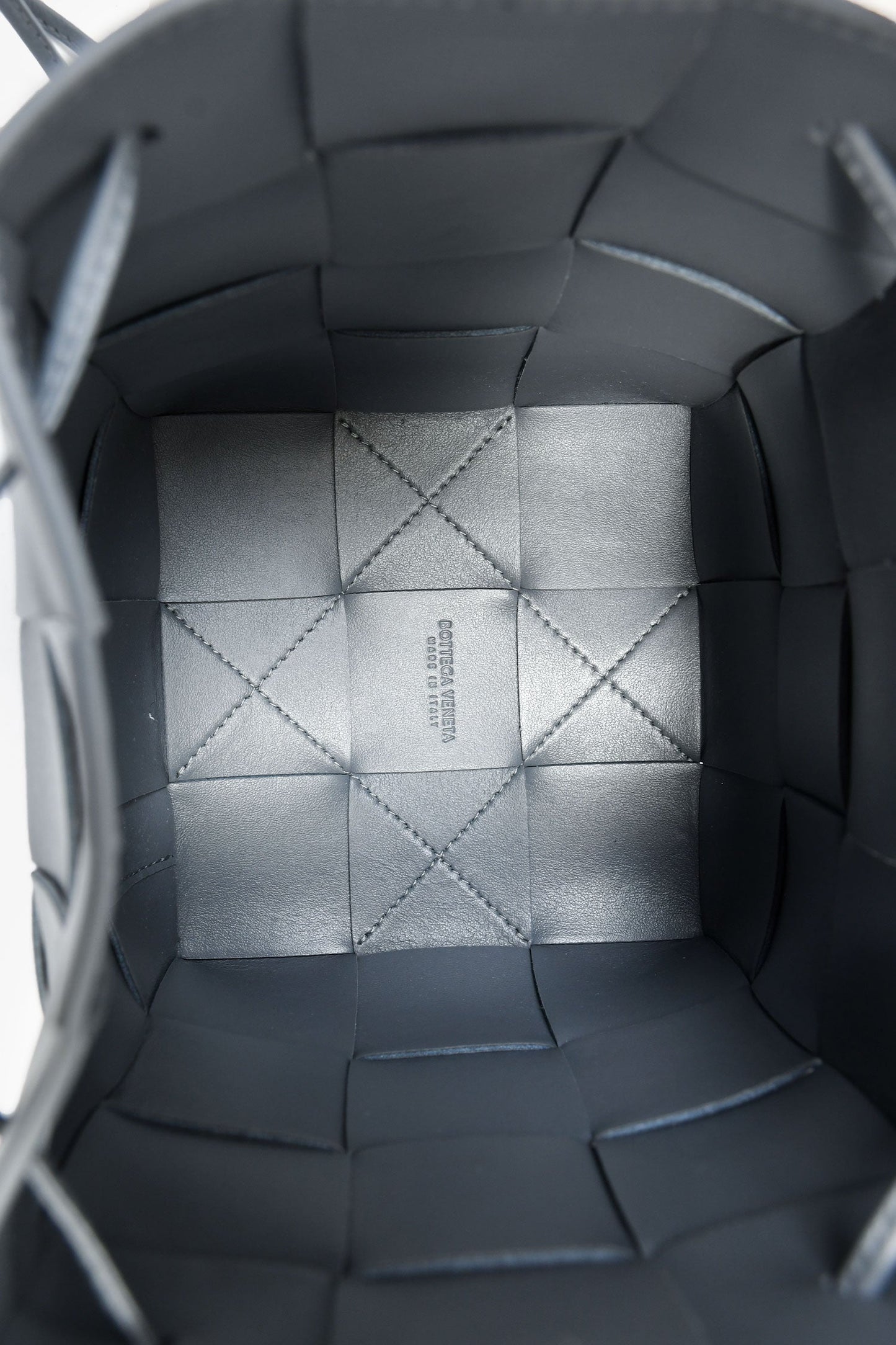 Bottega Veneta Grey Lambskin Cassette Mini Bucket Bag