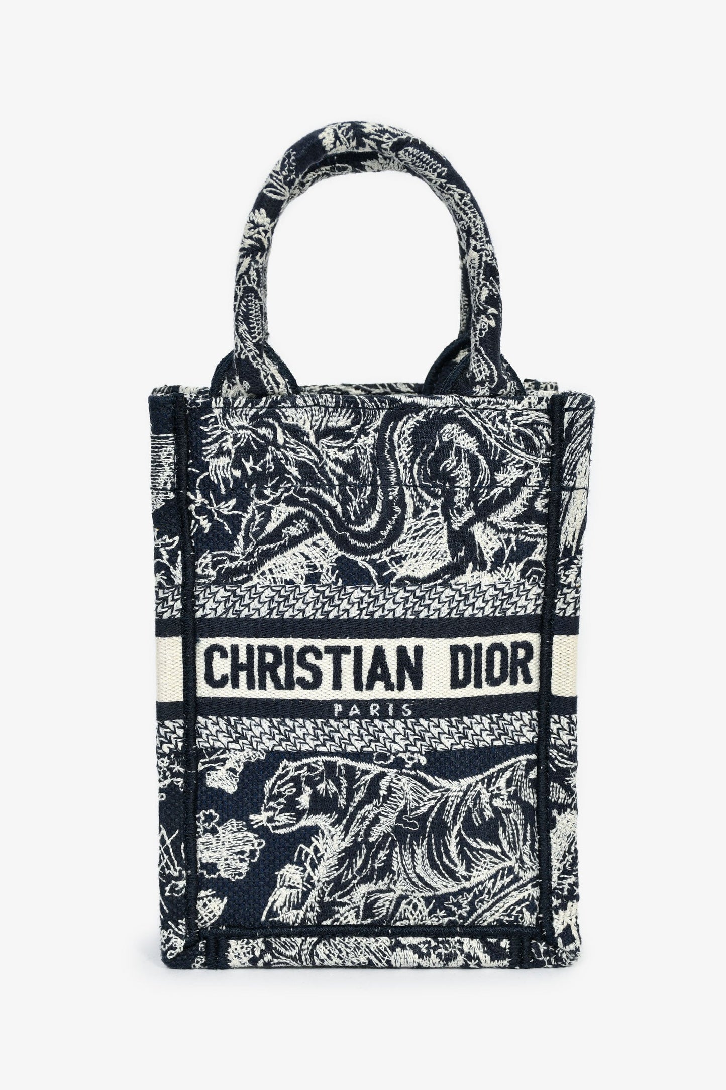 Christian Dior Navy/Cream 'Toile de Jouy' Vertical Mini Book Tote