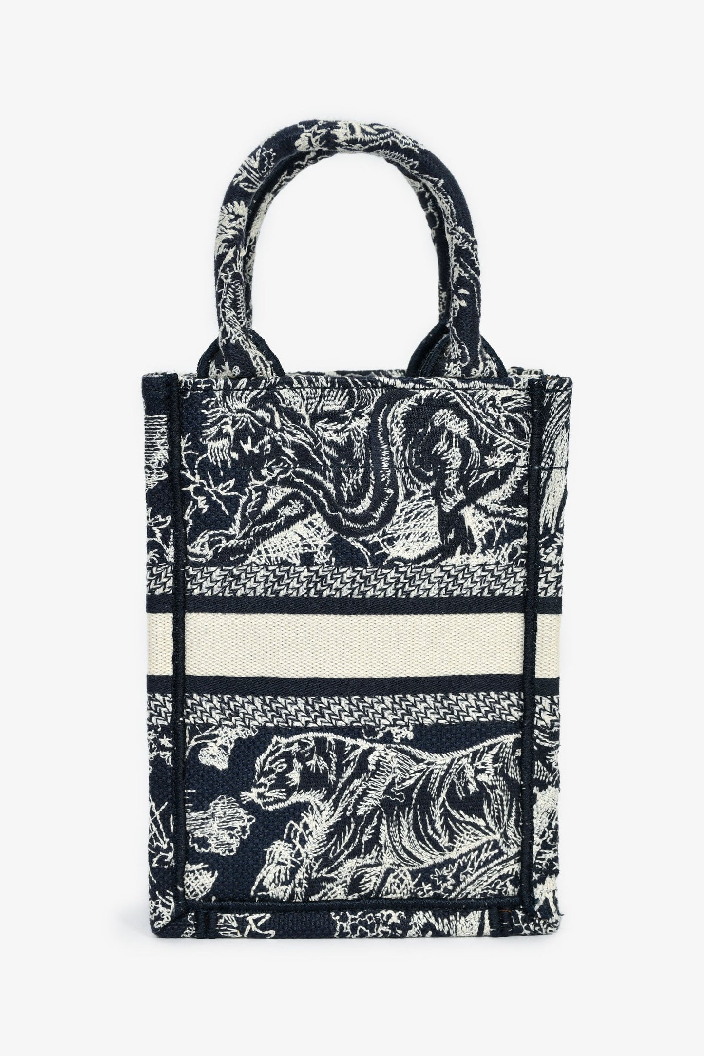 Christian Dior Navy/Cream 'Toile de Jouy' Vertical Mini Book Tote