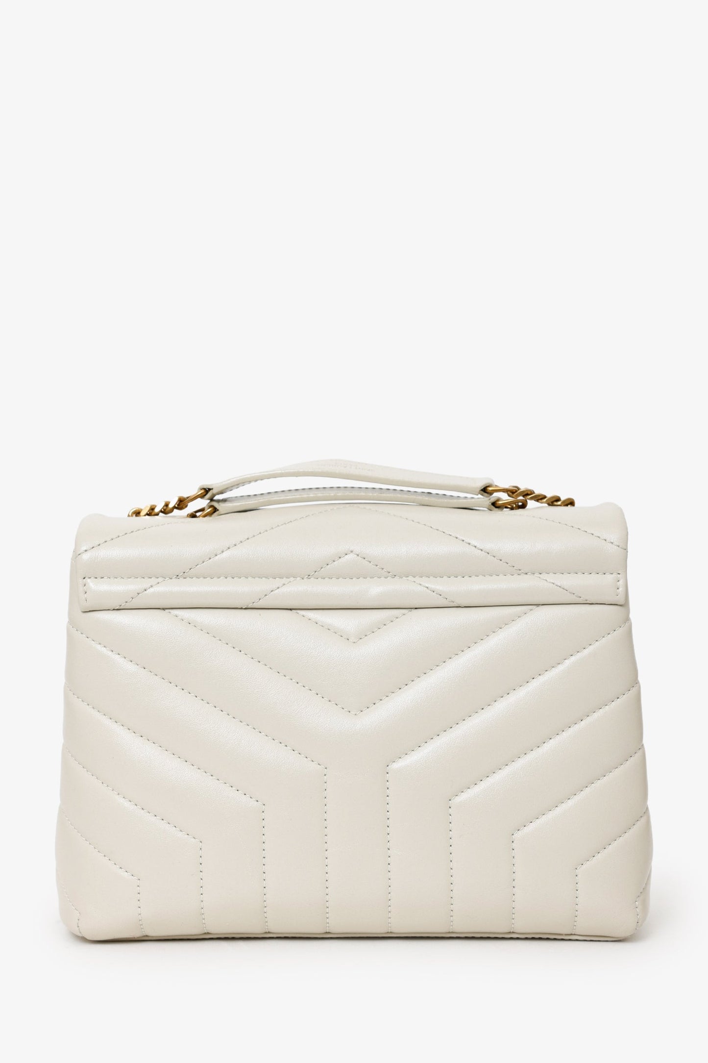 YSL Taupe Small Lou Lou Handbag With Gold Chain Strap