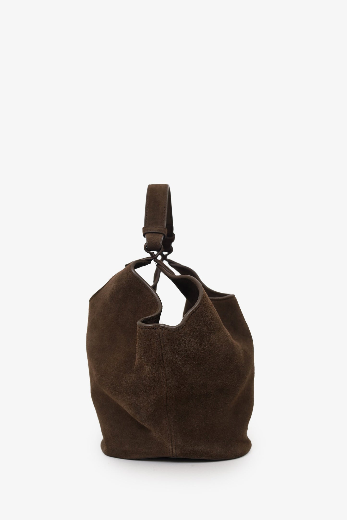 Khaite Brown Suede Lotus Small Top Handle Bag