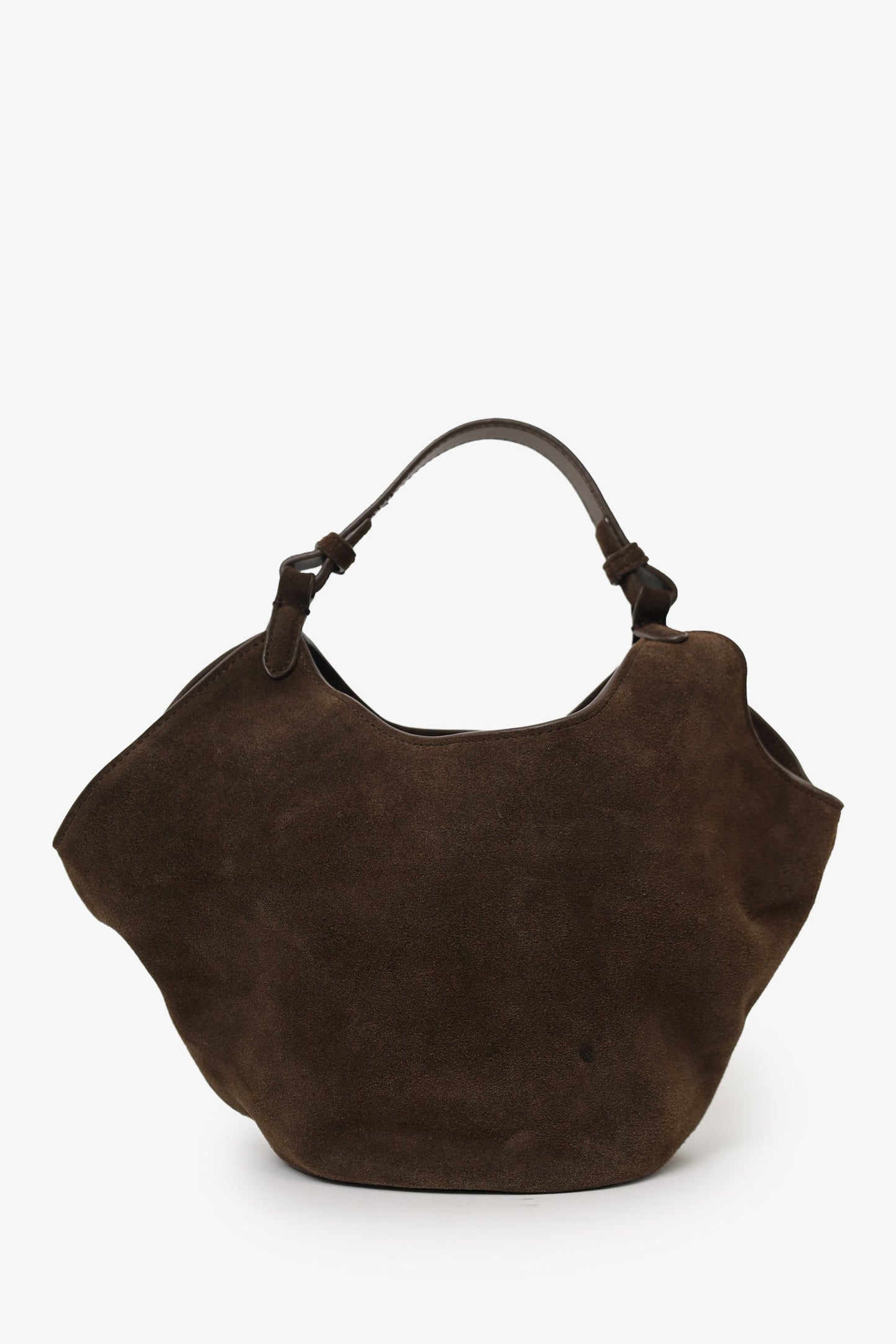 Khaite Brown Suede Lotus Small Top Handle Bag