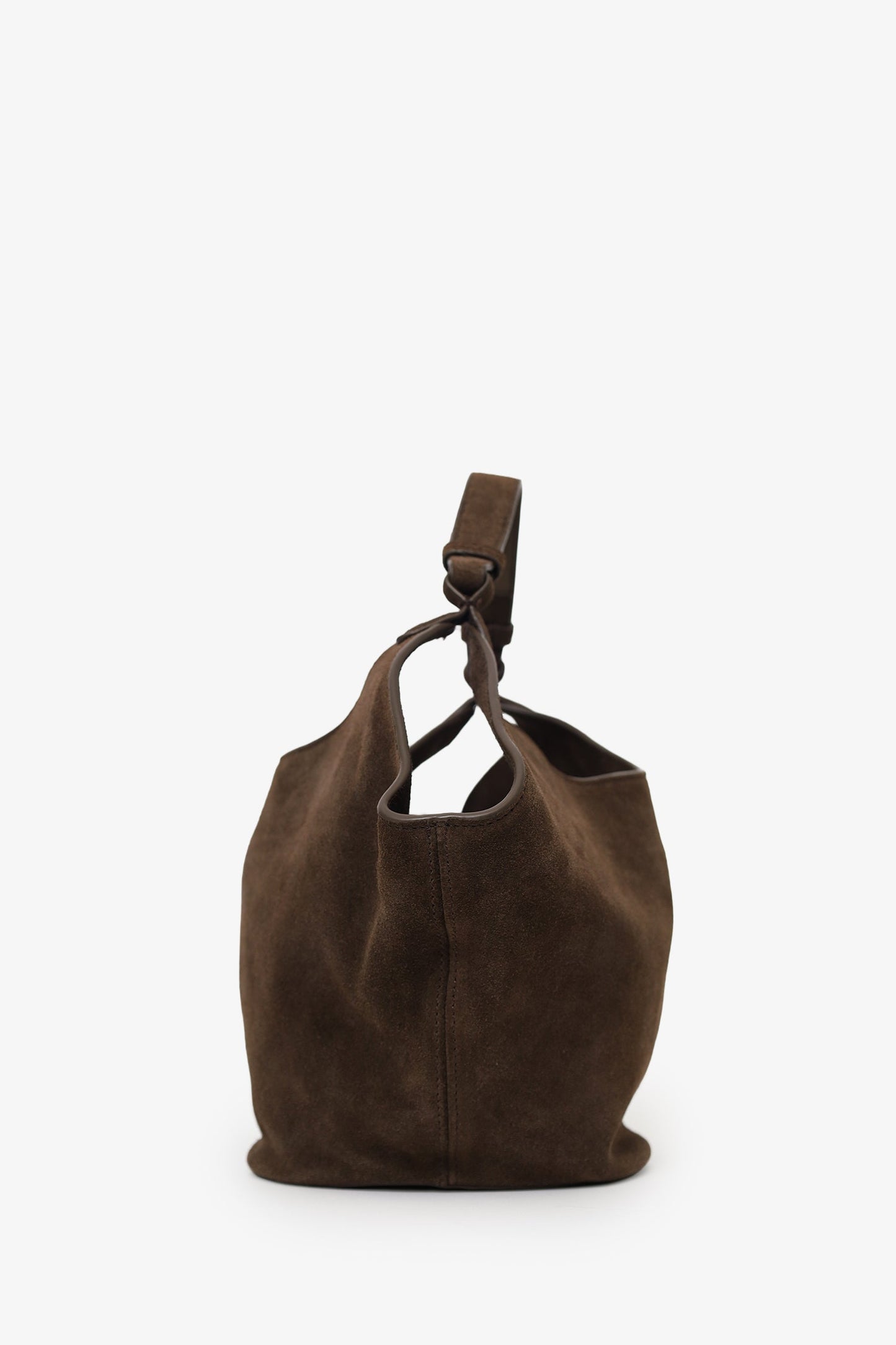 Khaite Brown Suede Lotus Small Top Handle Bag