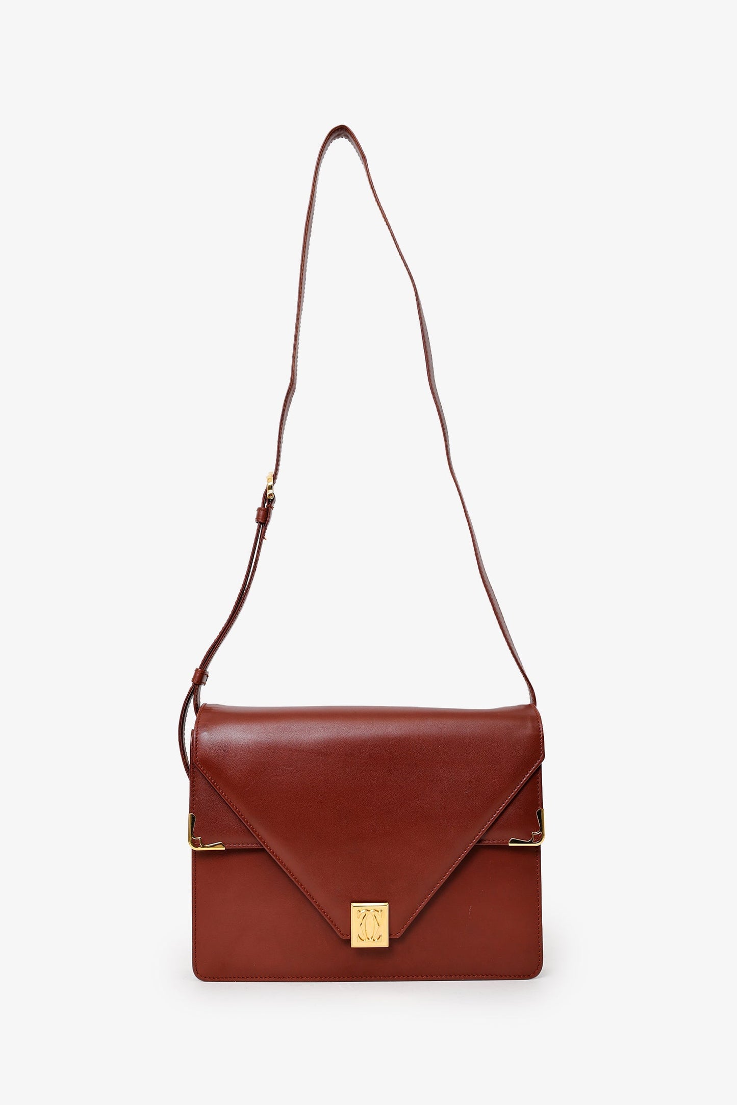 Cartier Vintage Burgundy Leather Envolope Must de Cartier Shoulder Bag