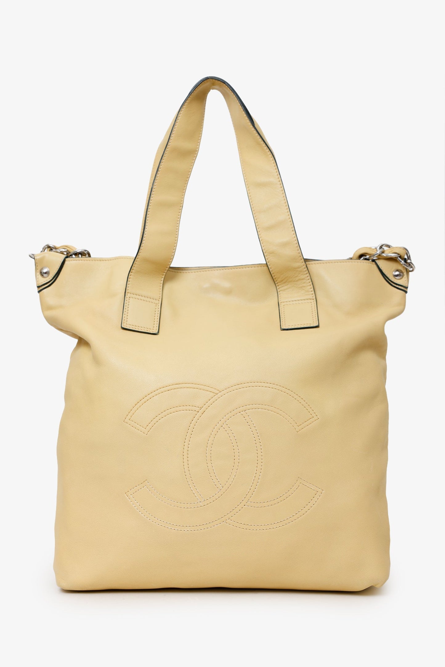 Chanel™ Beige Lambskin Large Edgy Tote Bag