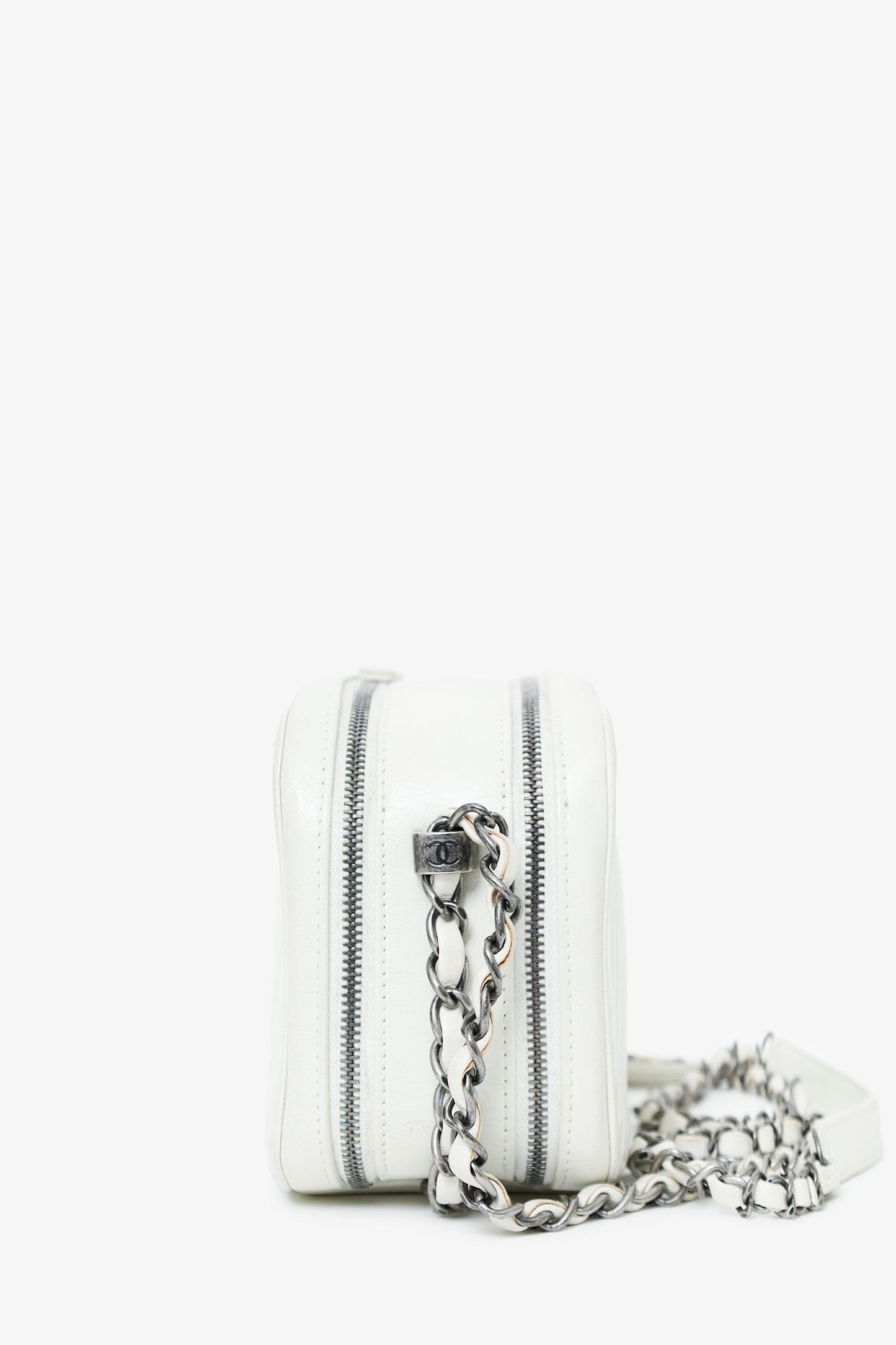 Chanel™ 2014-15 White Quilted Lambskin Leather Coco Boy Camera Bag