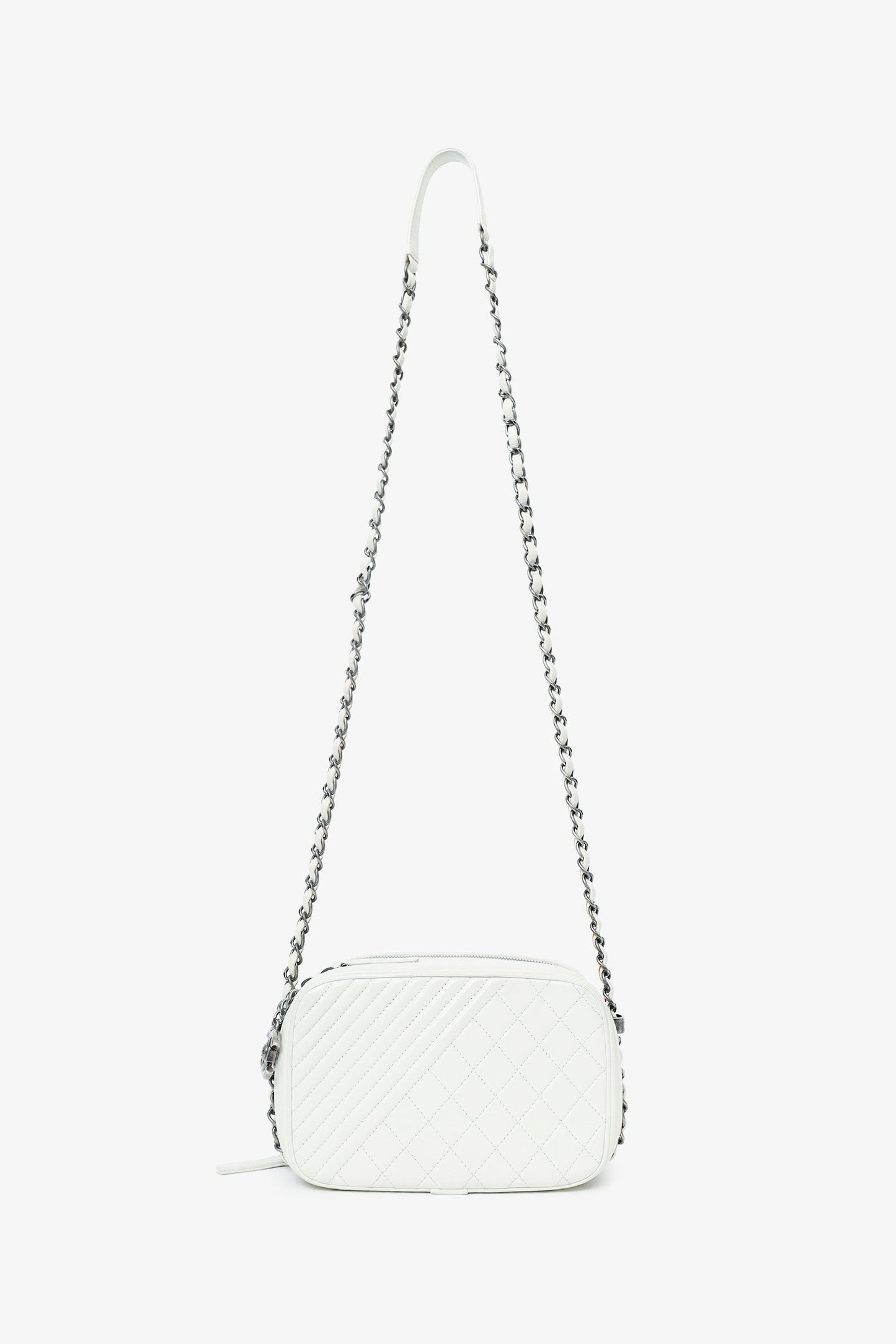 Chanel™ 2014-15 White Quilted Lambskin Leather Coco Boy Camera Bag