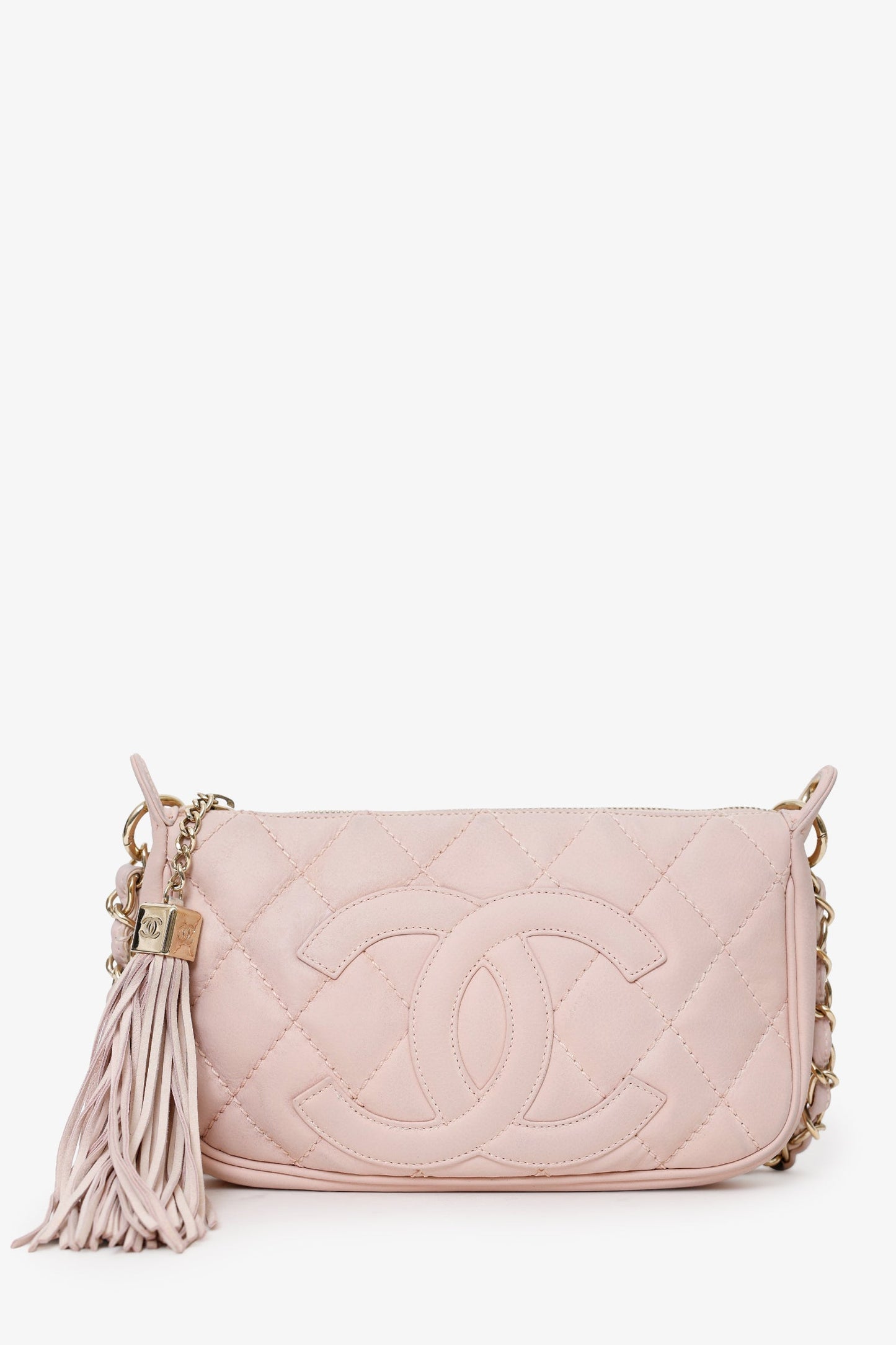 Chanel™ 2004-05 Pink Quilted Leather Tassel Timeless Pochette
