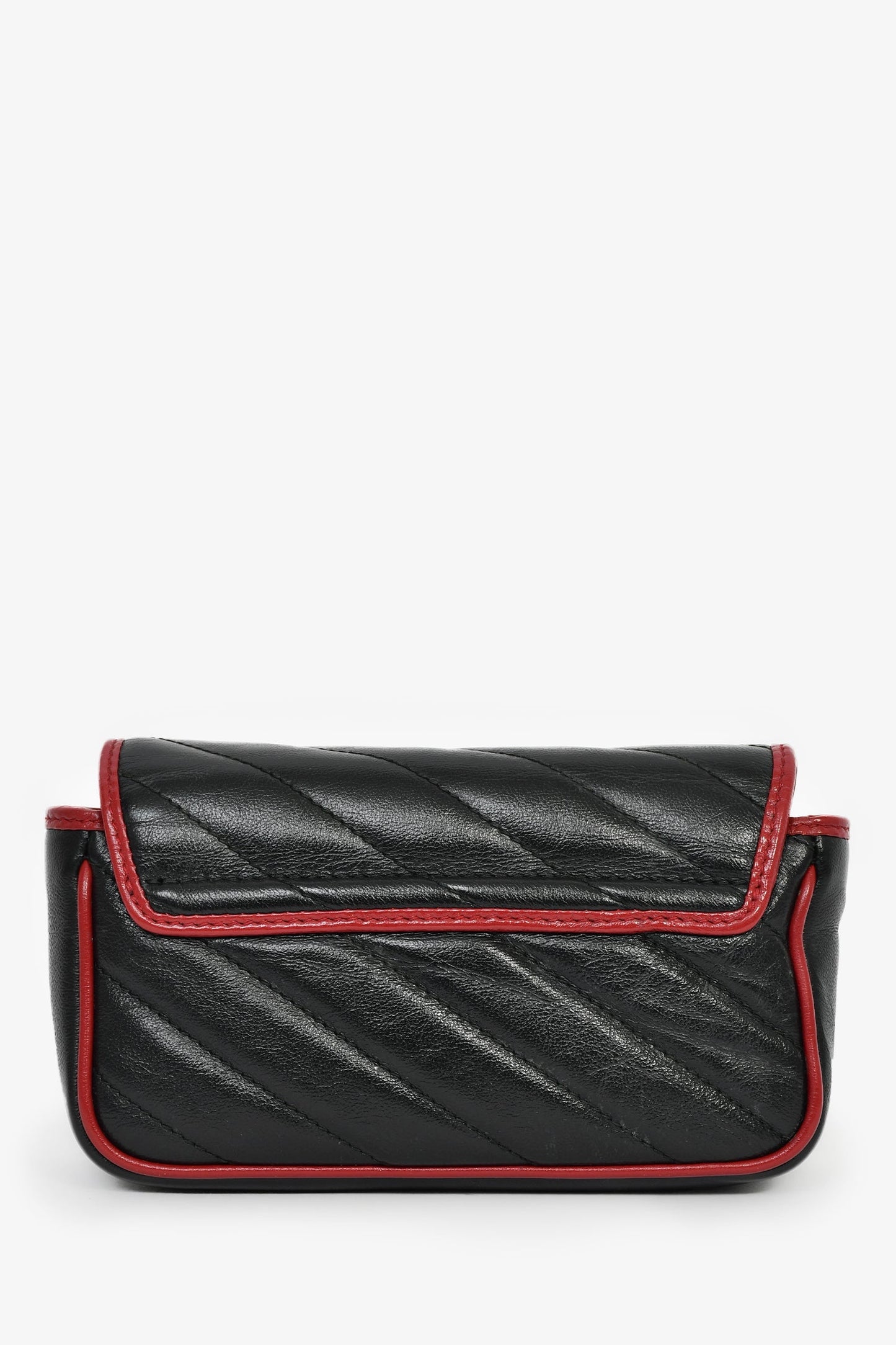 Gucci Black/Red Quilted Leather Torchon Marmont Super Mini Crossbody Bag
